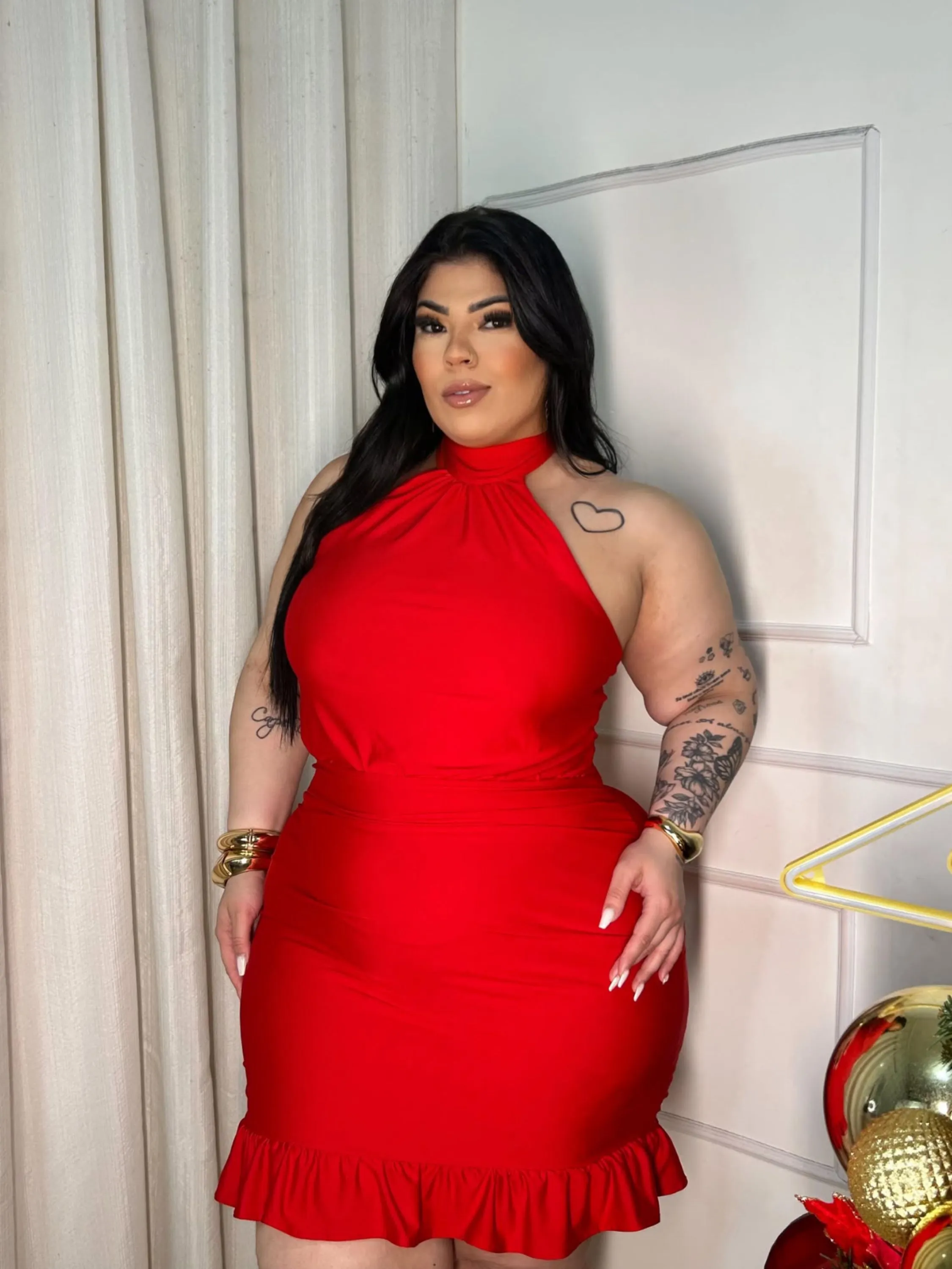 Vestido gola alta Keise Plus Size