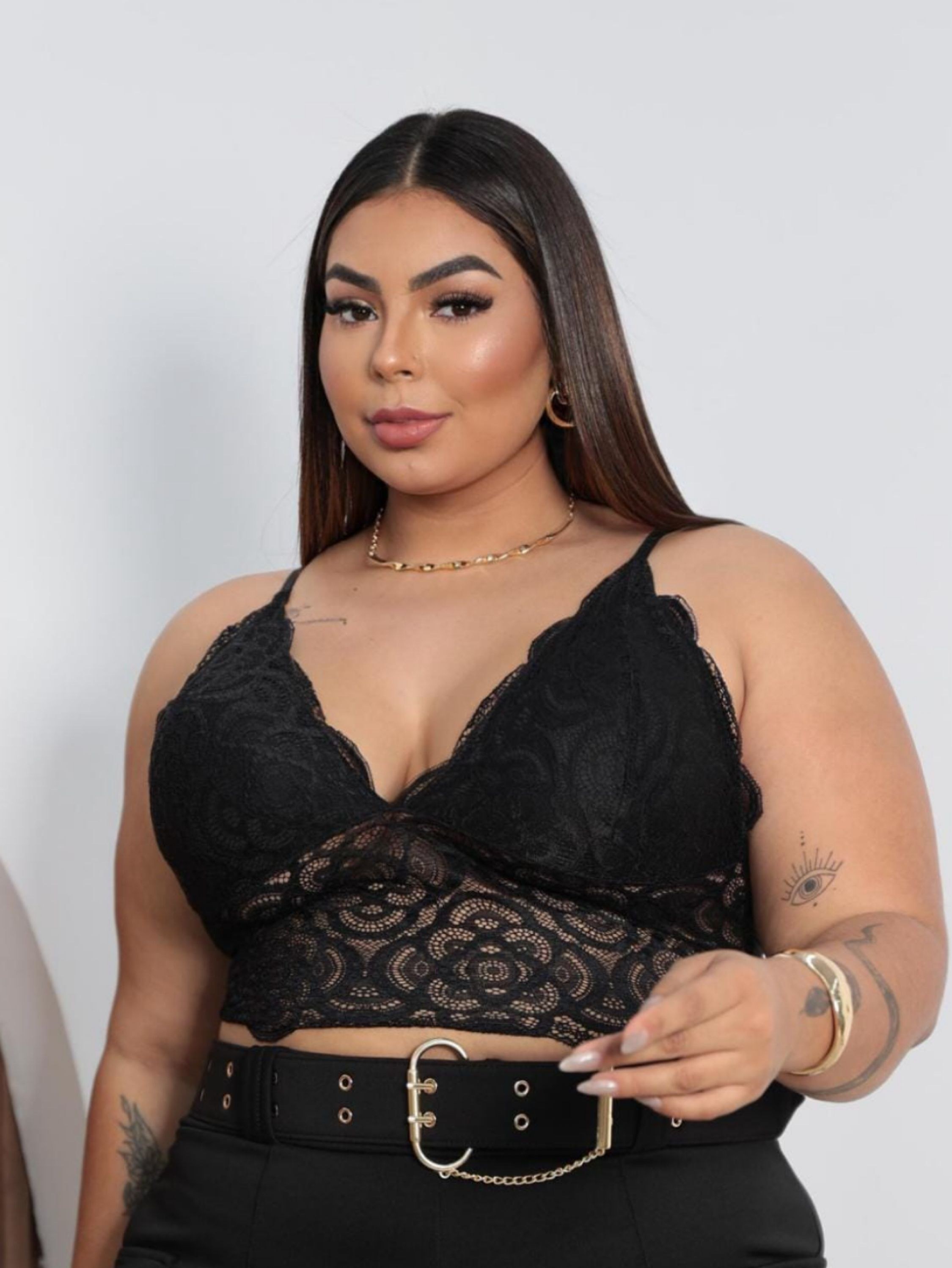 Cropped renda alcinha Plus Size