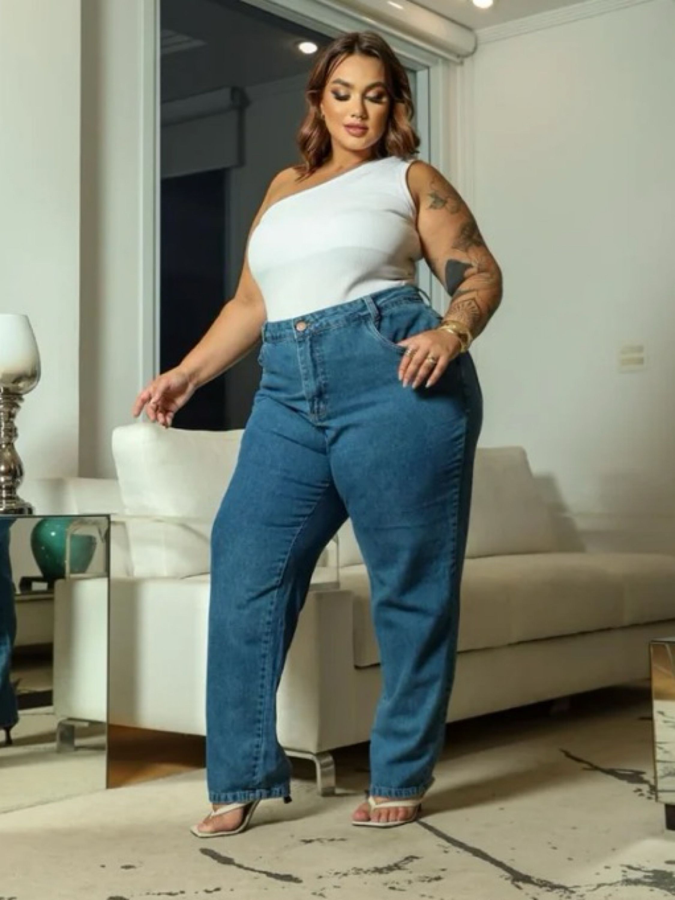 Calça jeans mom Plus Size