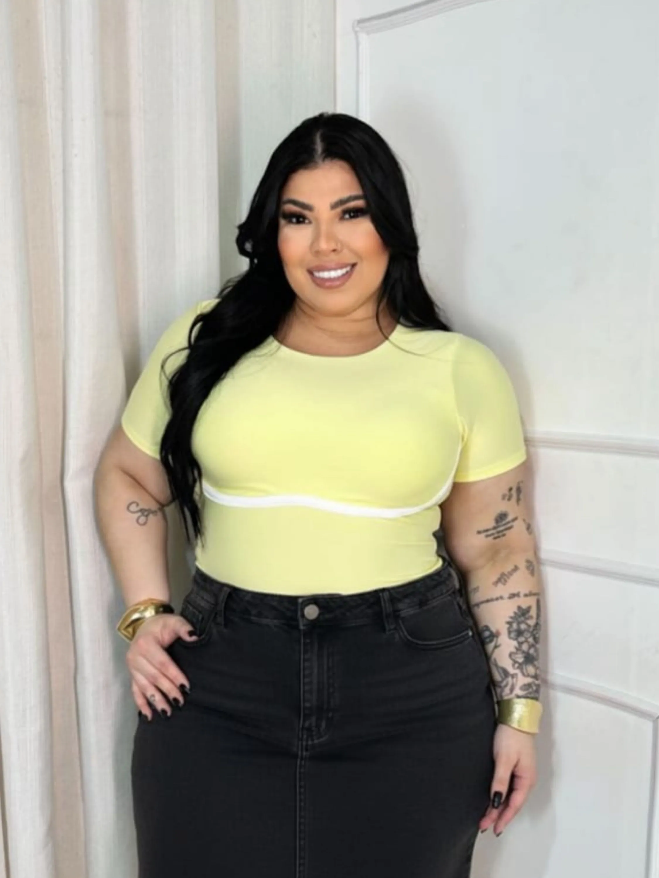 Body viés manguinha Plus Size