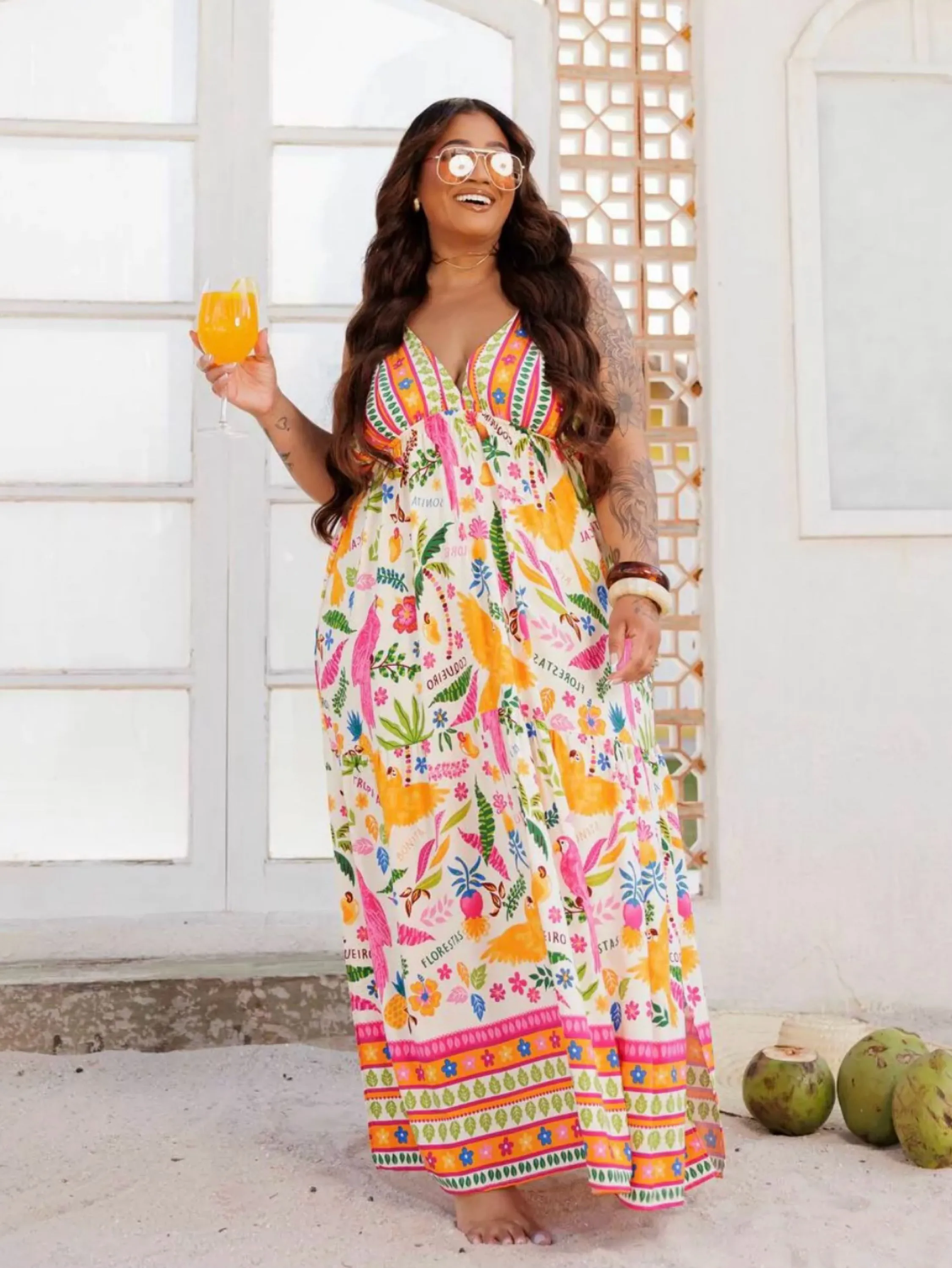 Vestido longo Maldivas farm Plus Size