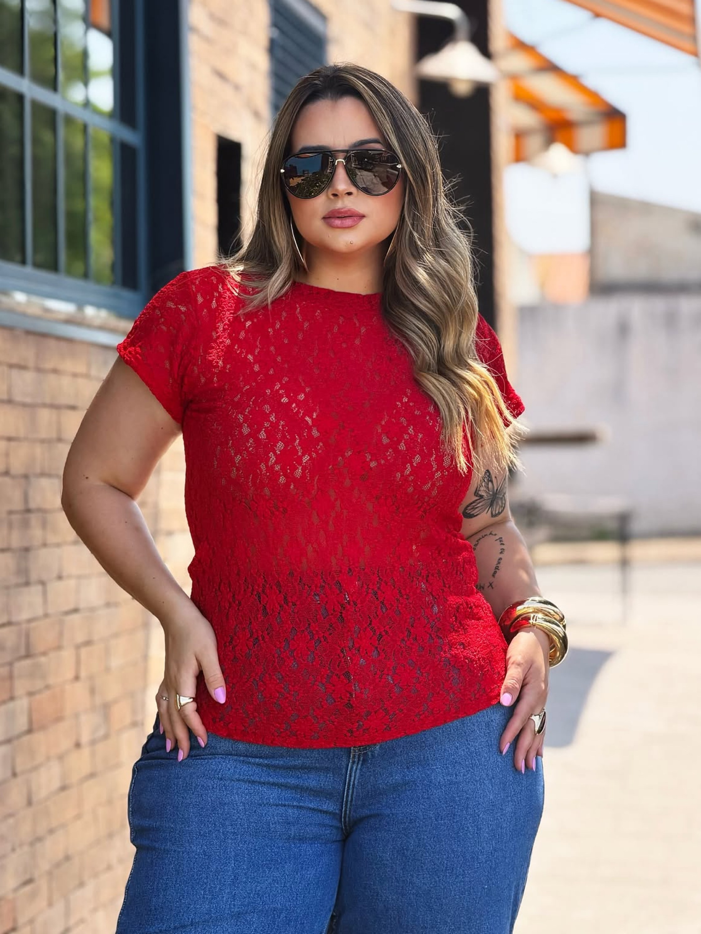 Blusa renda Plus Size