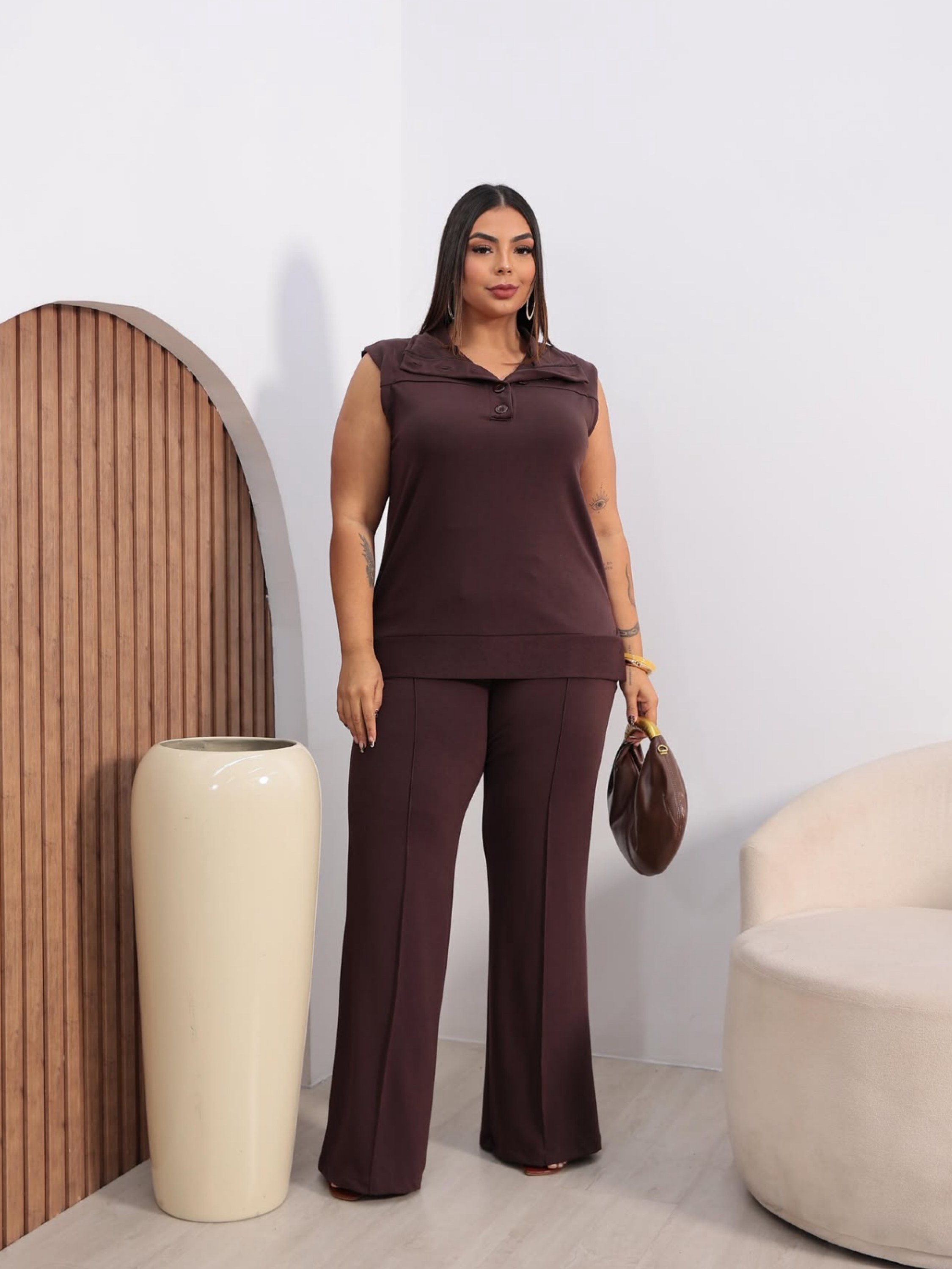 Conjunto gola alta Plus Size