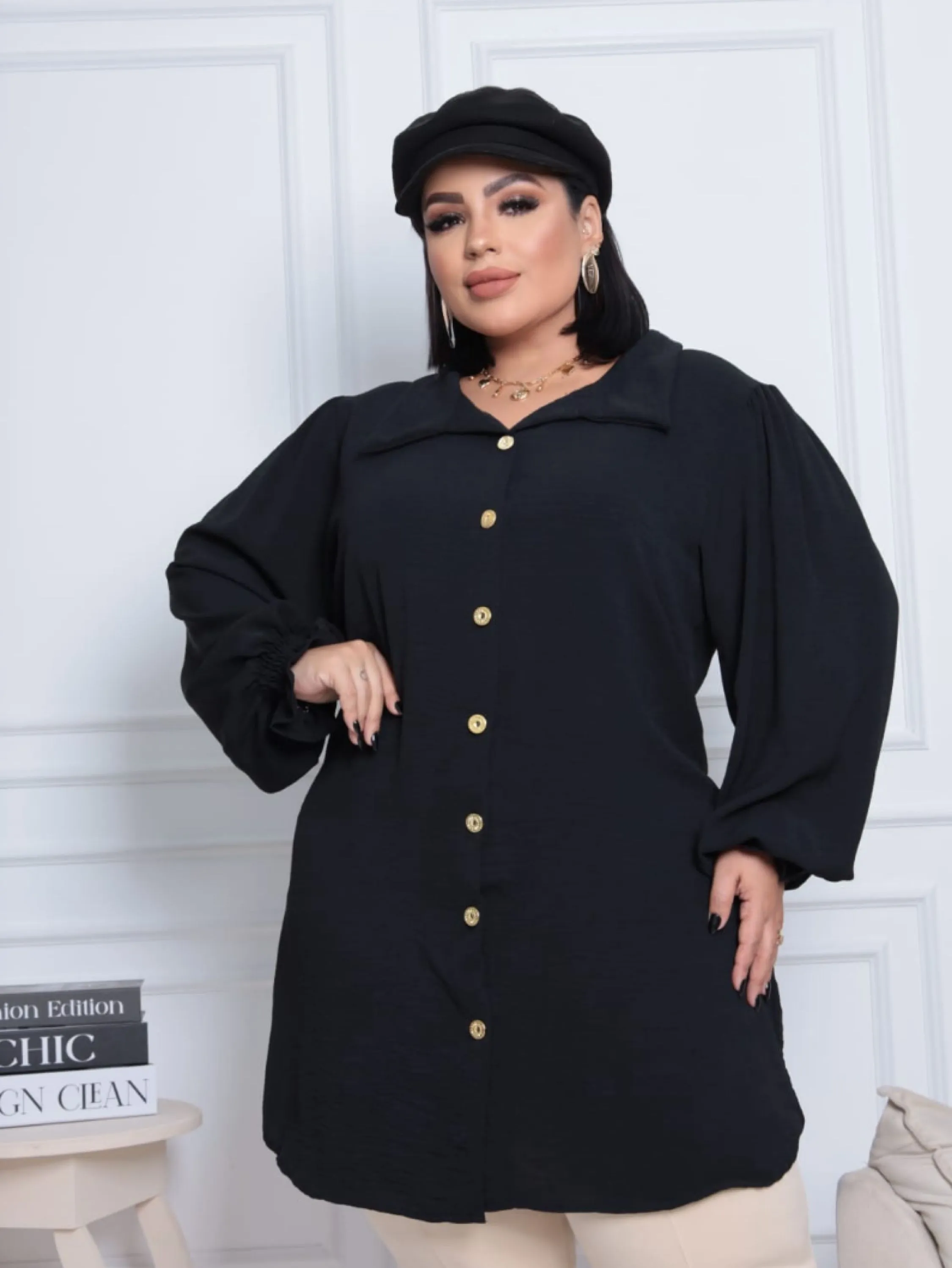 Chamise manga longa Luane Plus Size