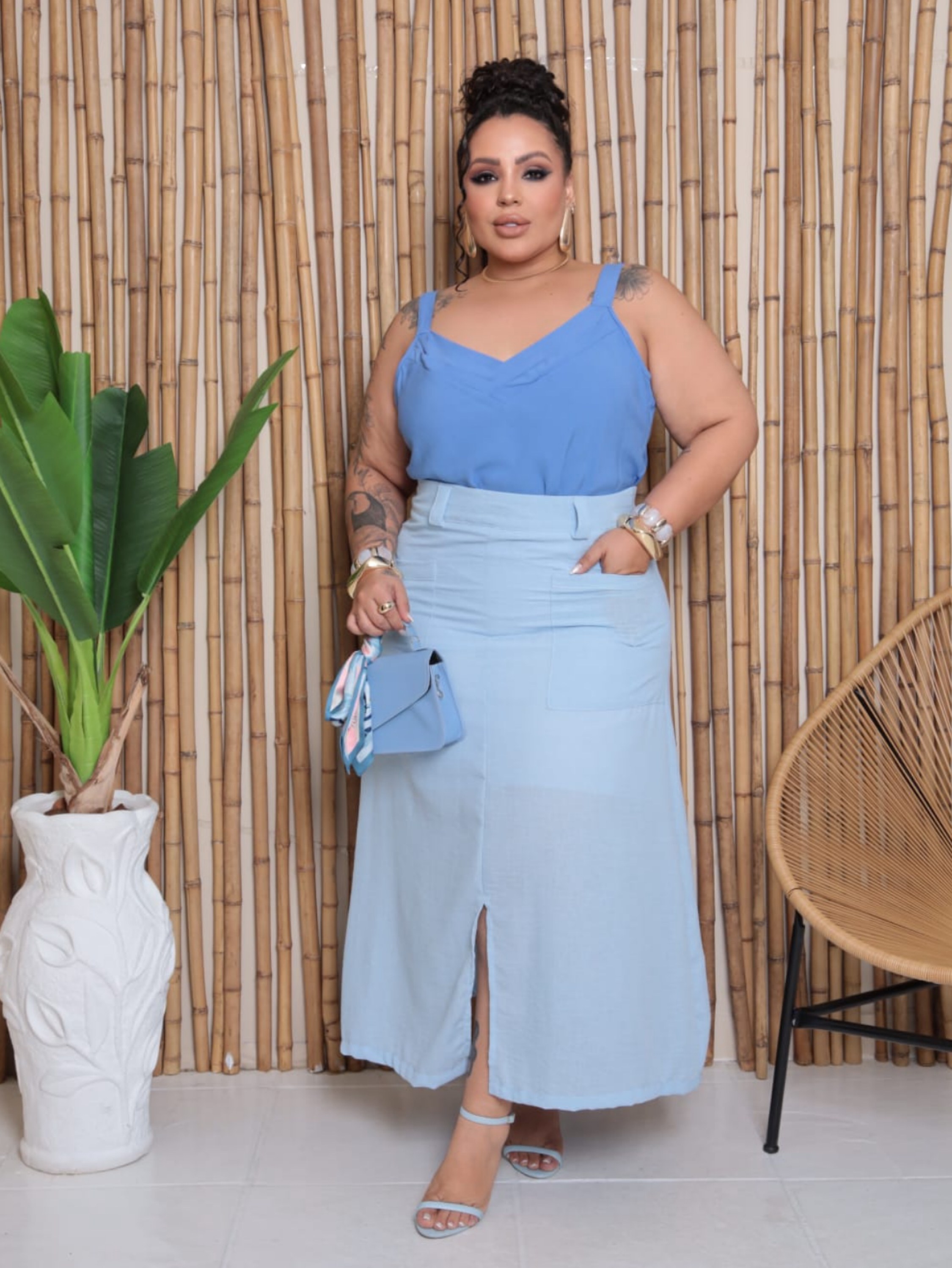 Saia longa cargo Plus Size