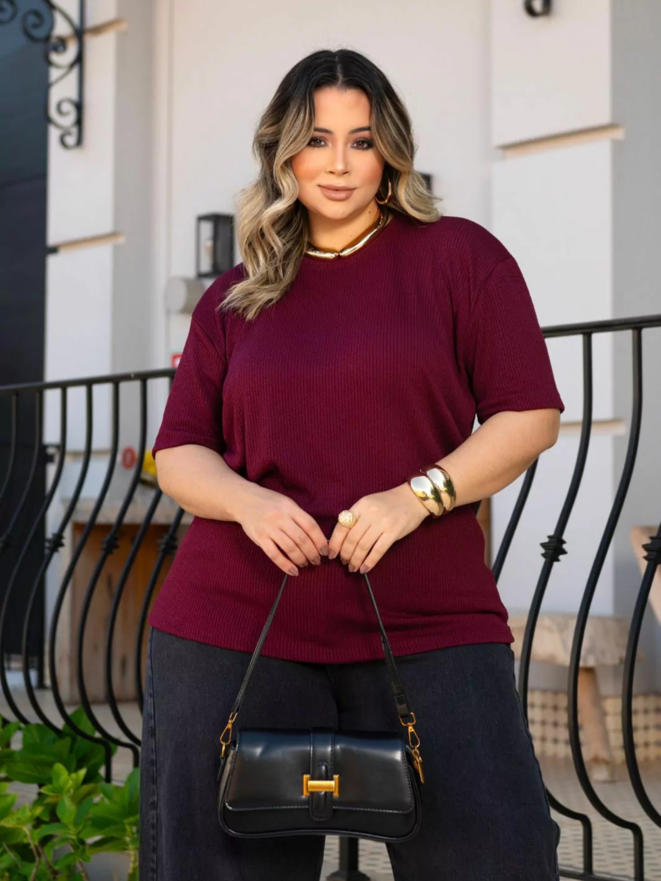 Blusa básica oversized Plus Size
