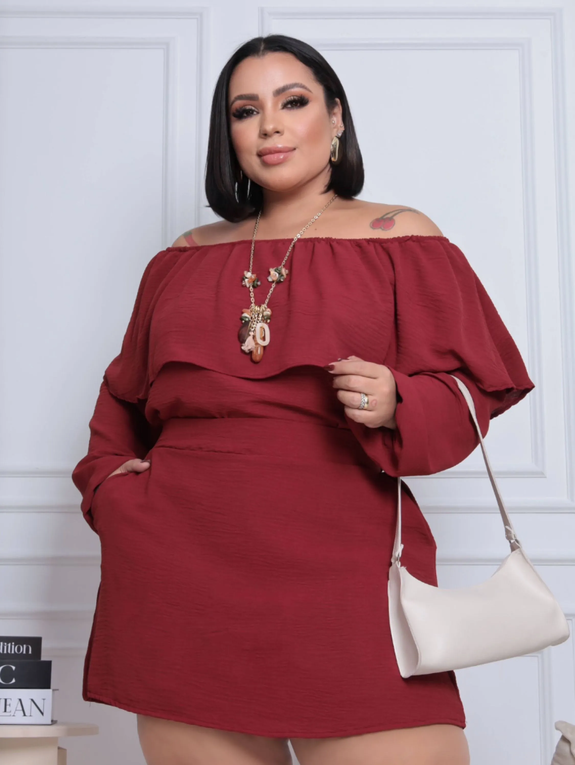 Conjunto manga longa Virgínia Plus Size