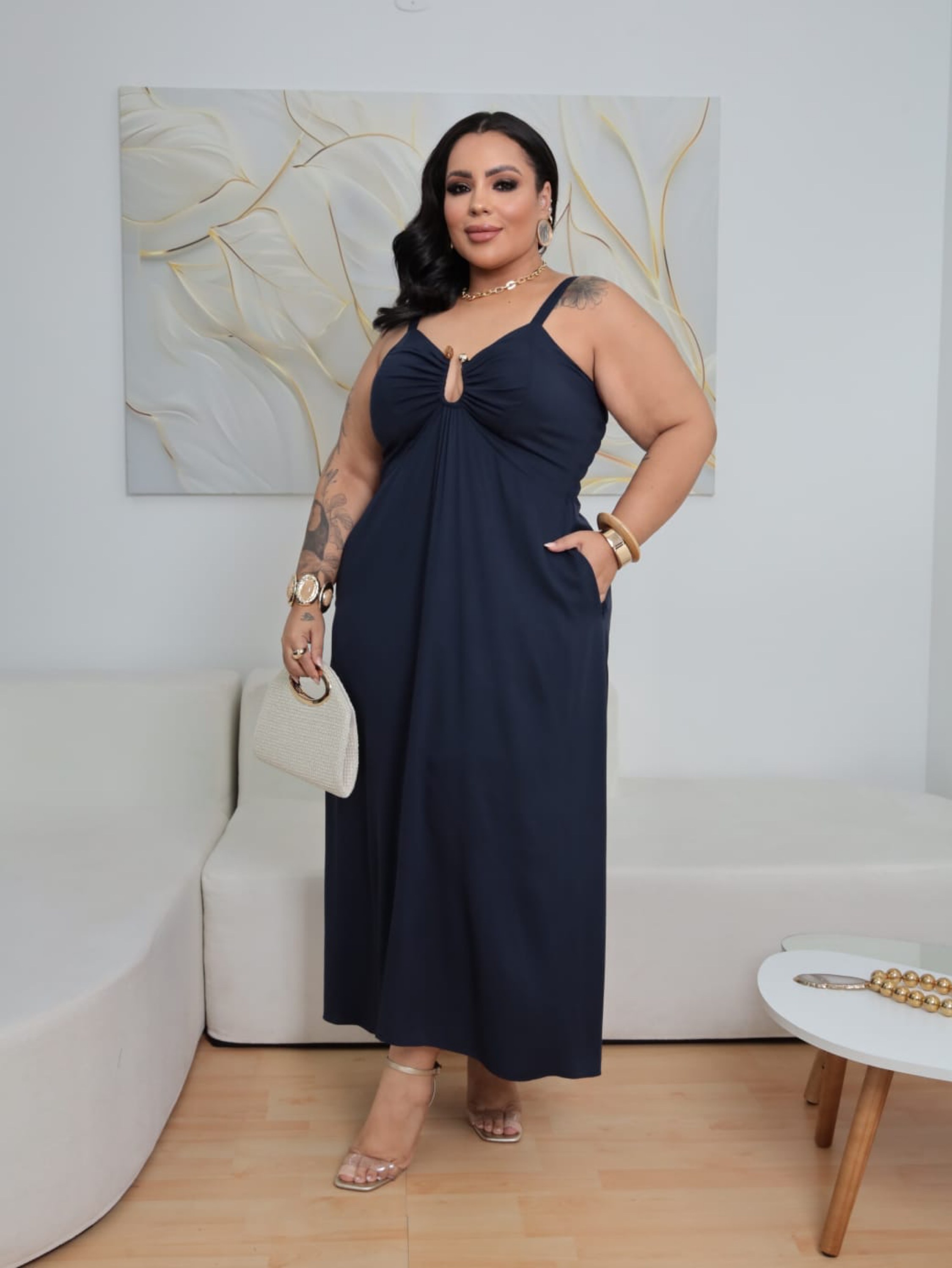Vestido longo aro Plus Size