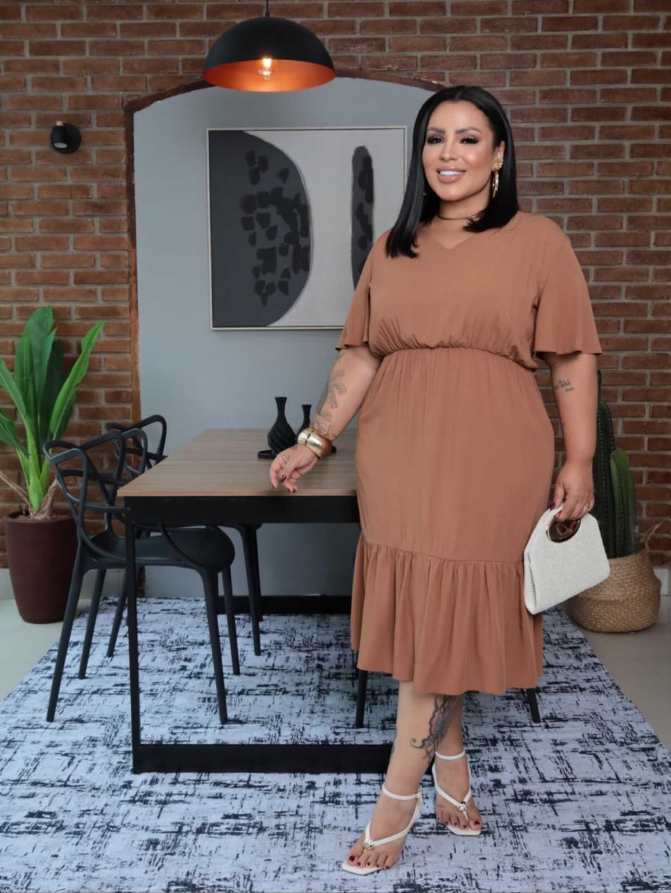 Vestido mídi Dandara Plus Size