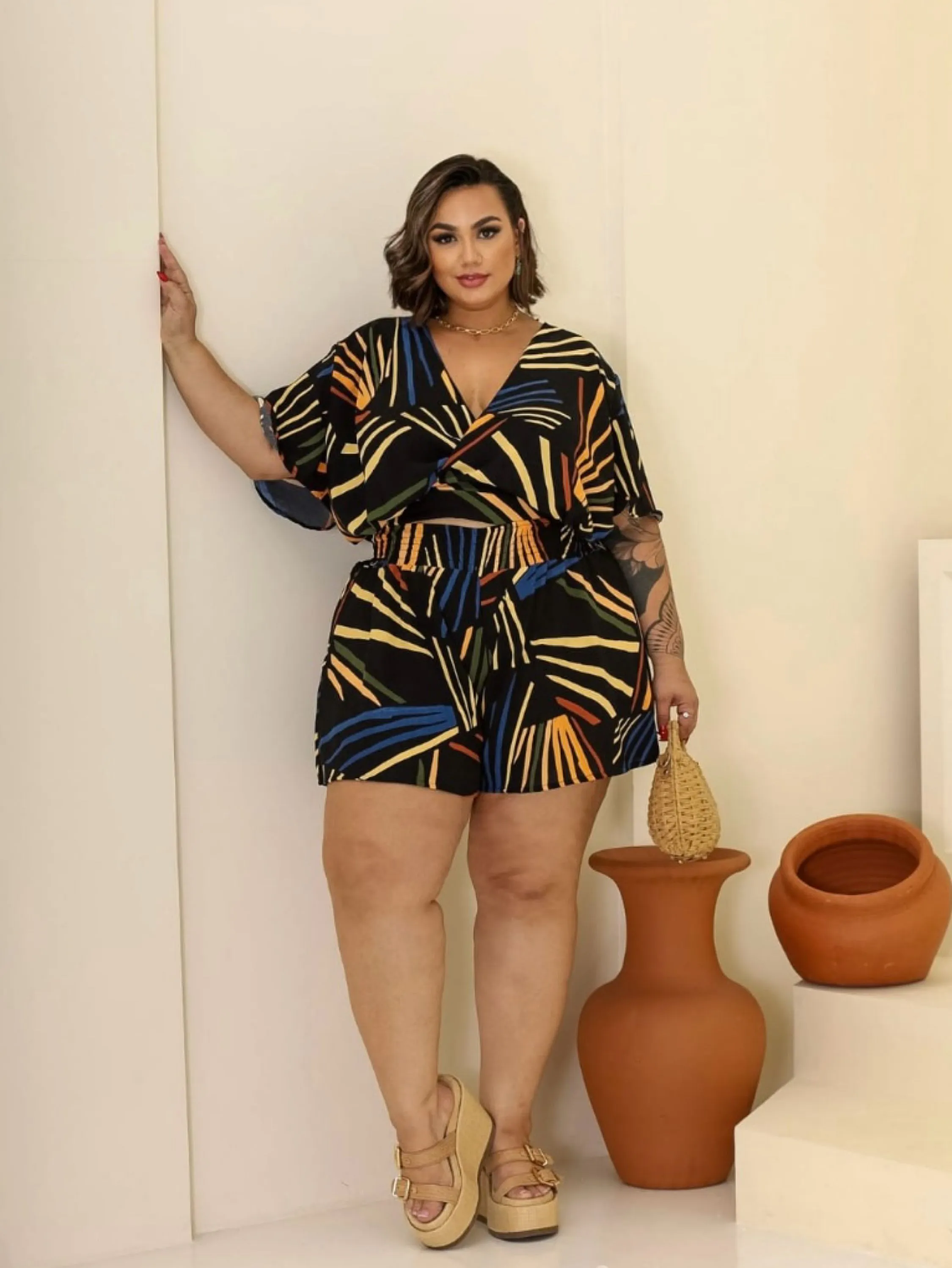 Conjunto transpassado Natália Plus Size