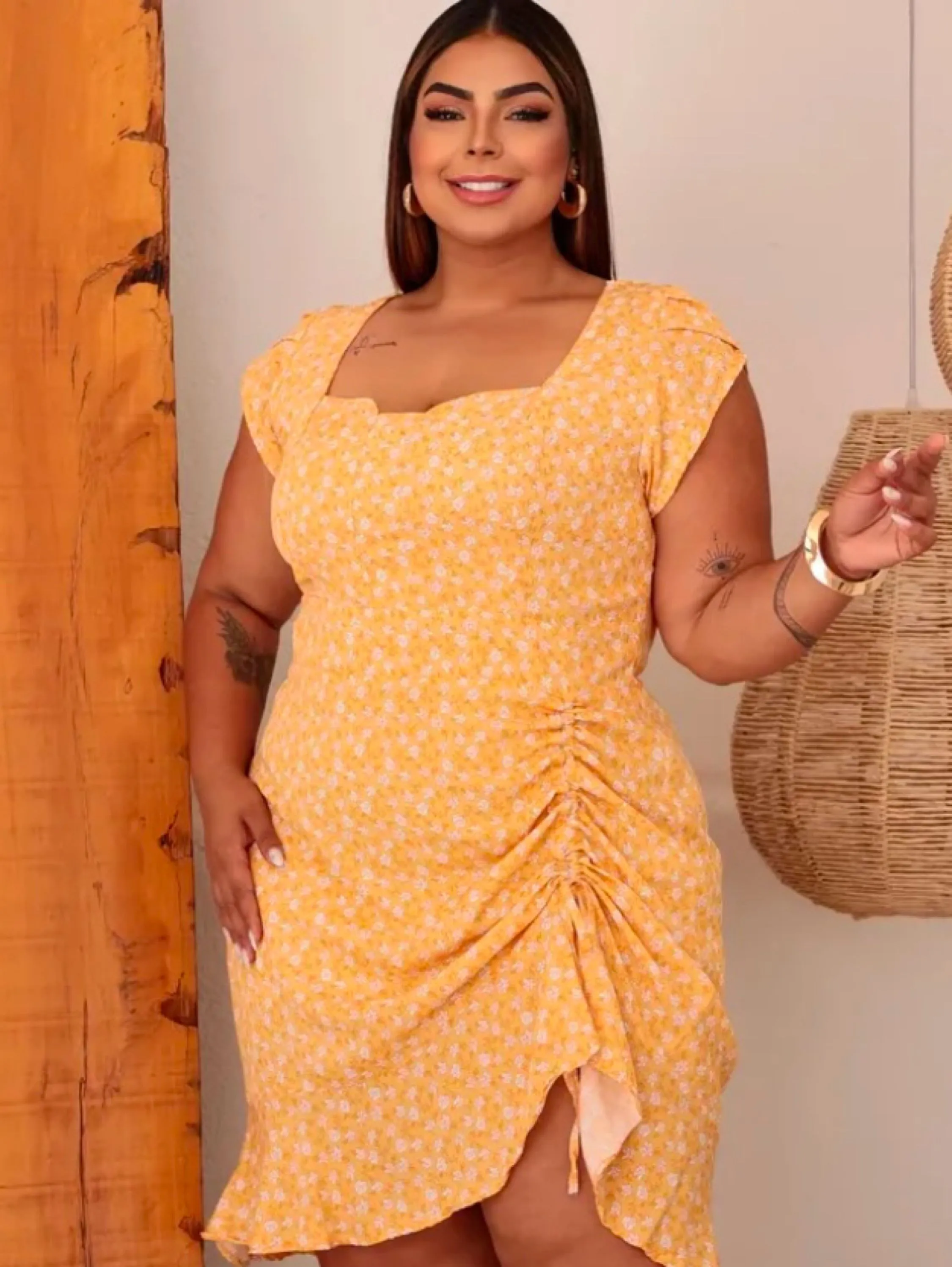 Vestido franzido Sara Plus Size