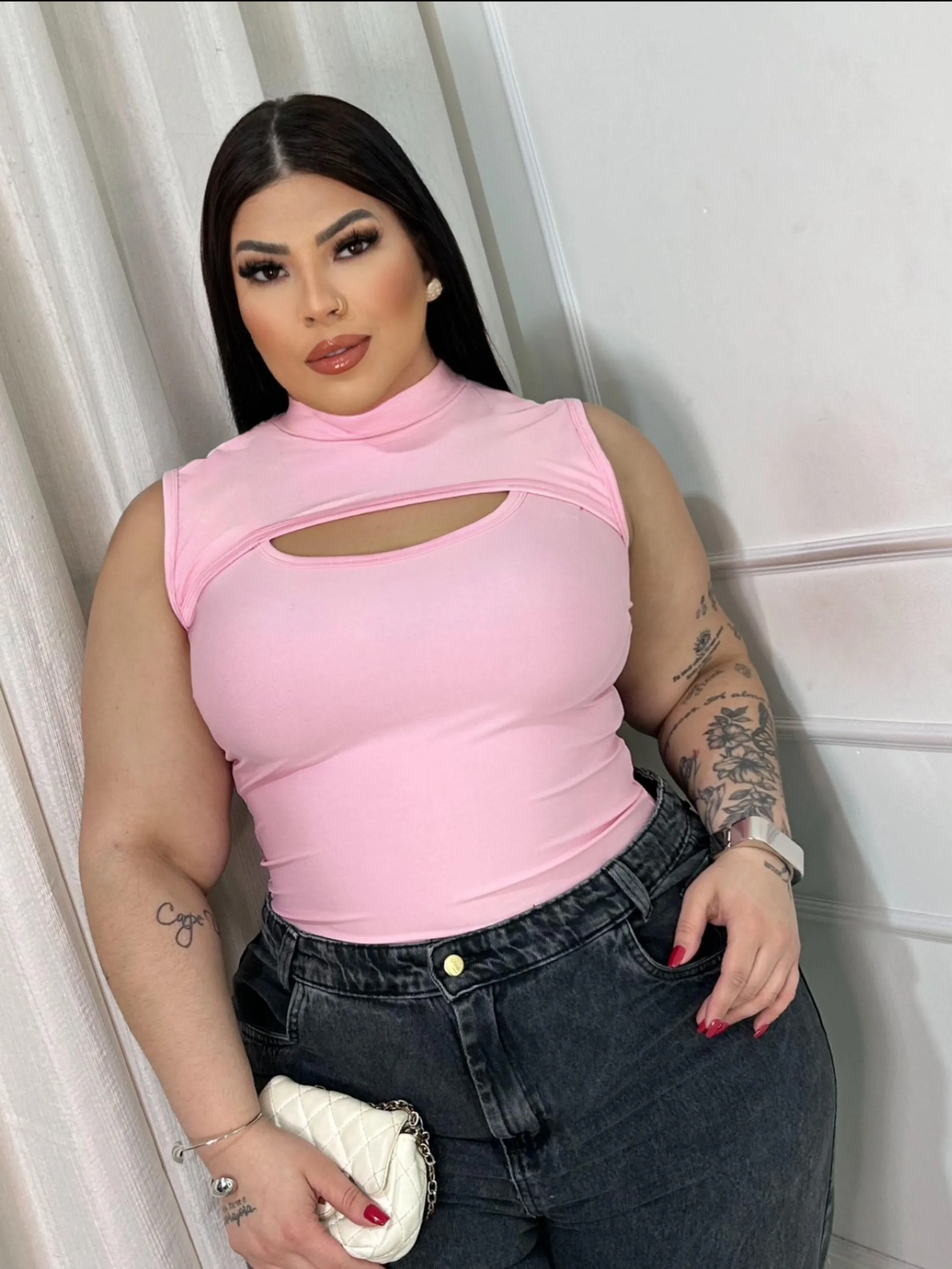 Body decote regata Plus Size