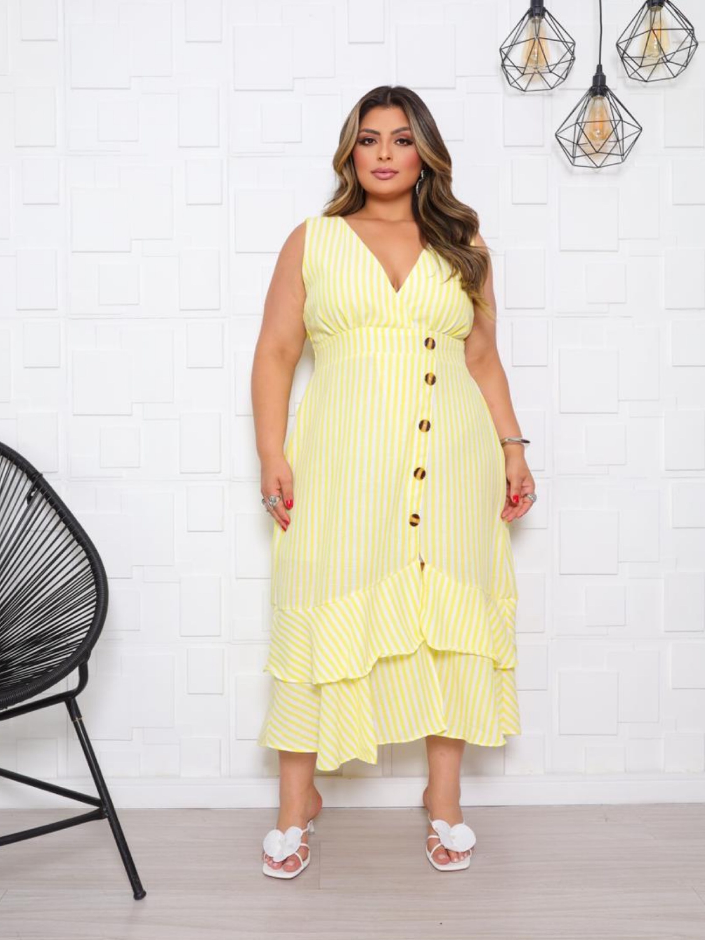 Vestido botão Camila Plus Size