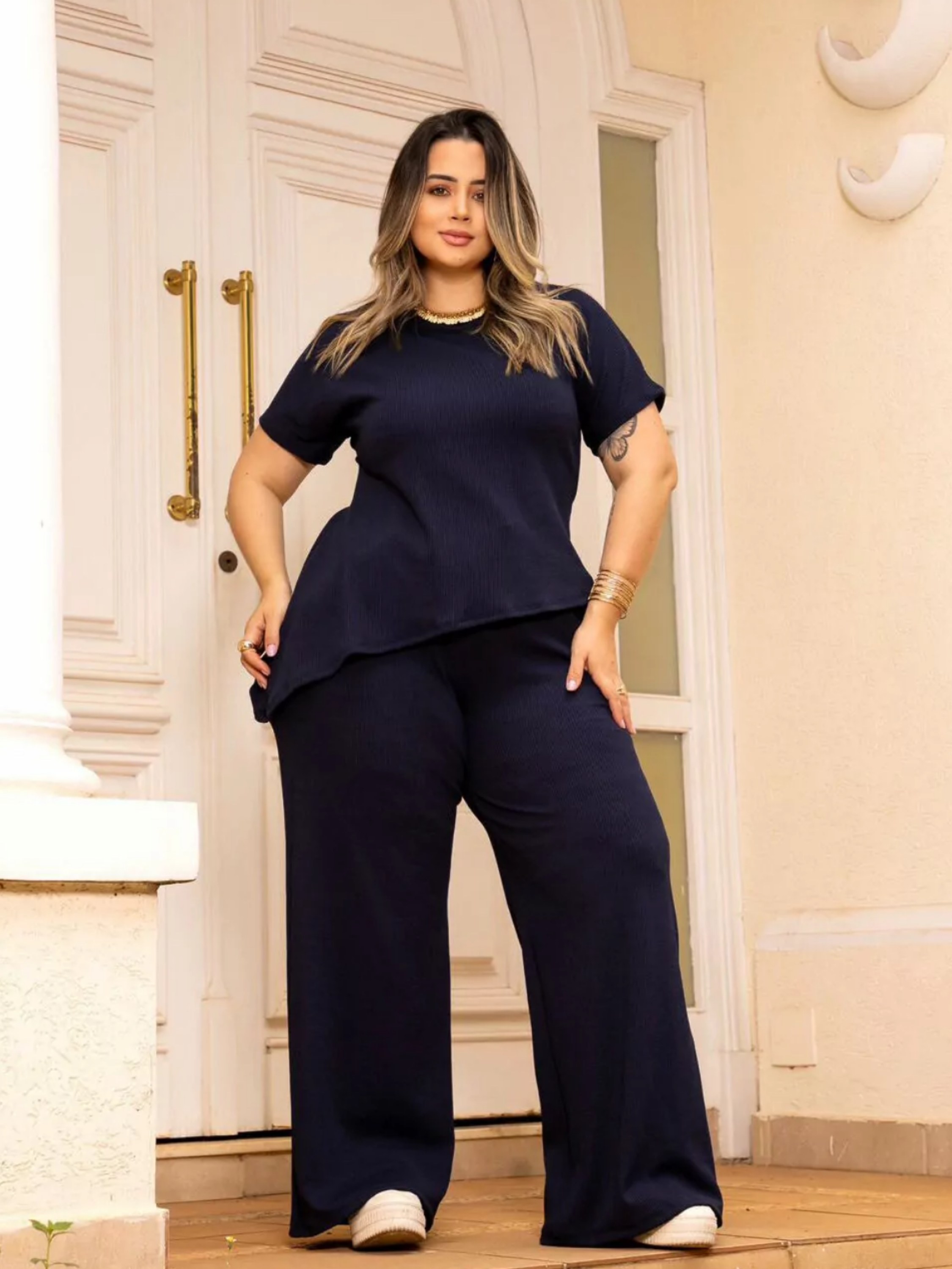 Conjunto assimétrico anarruga Plus Size