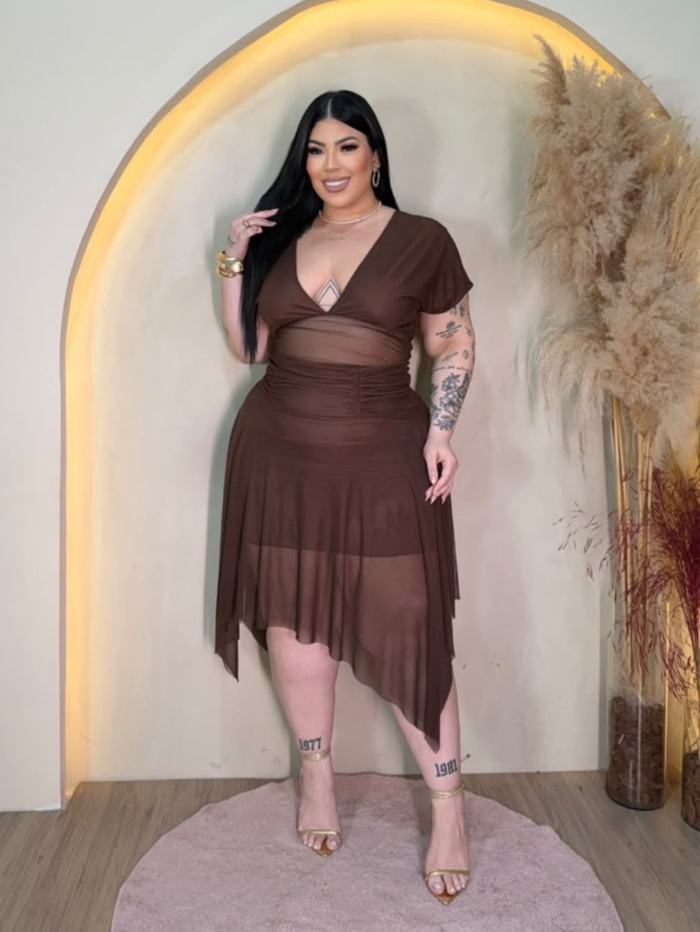 Conjunto tule manguinha Plus Size