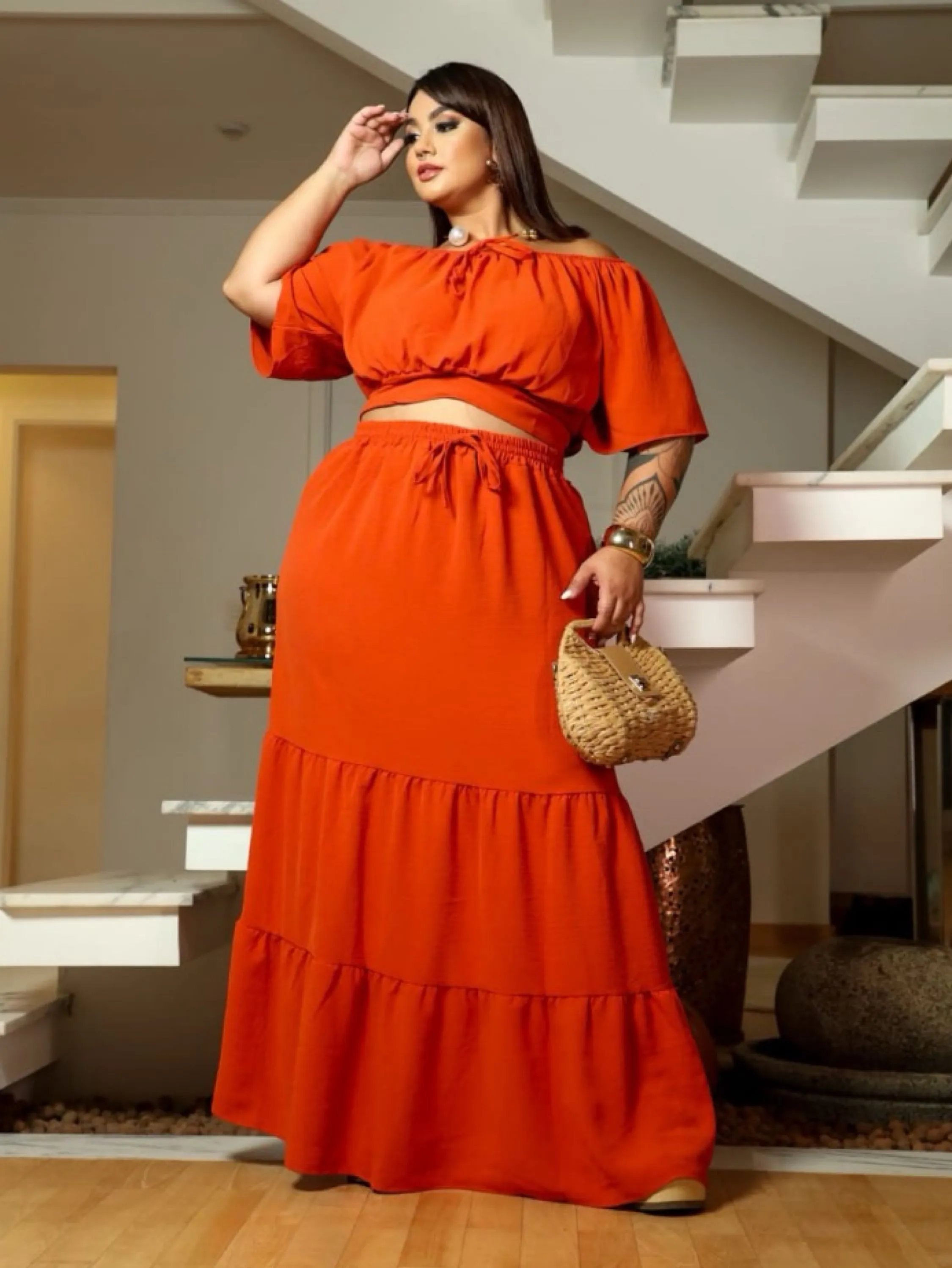 Conjunto saia longa Eva Plus Size