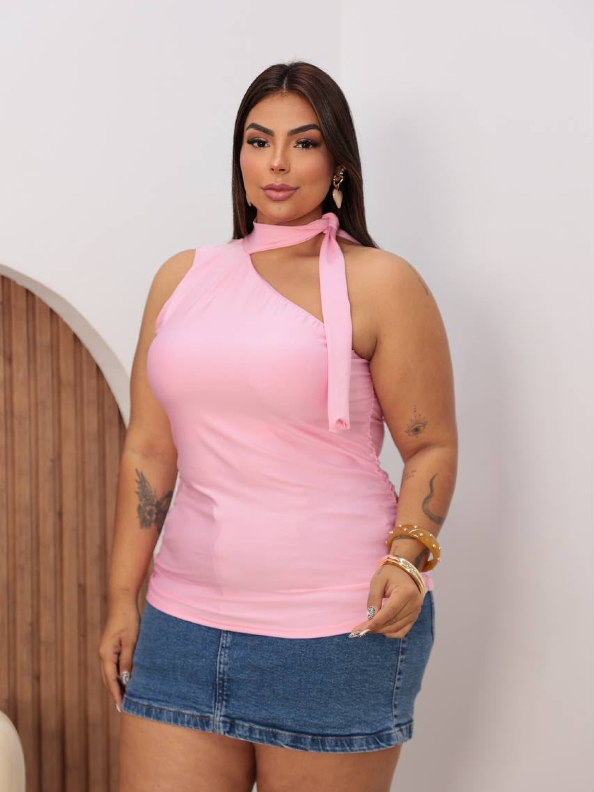 Blusa golinha amarração Plus Size