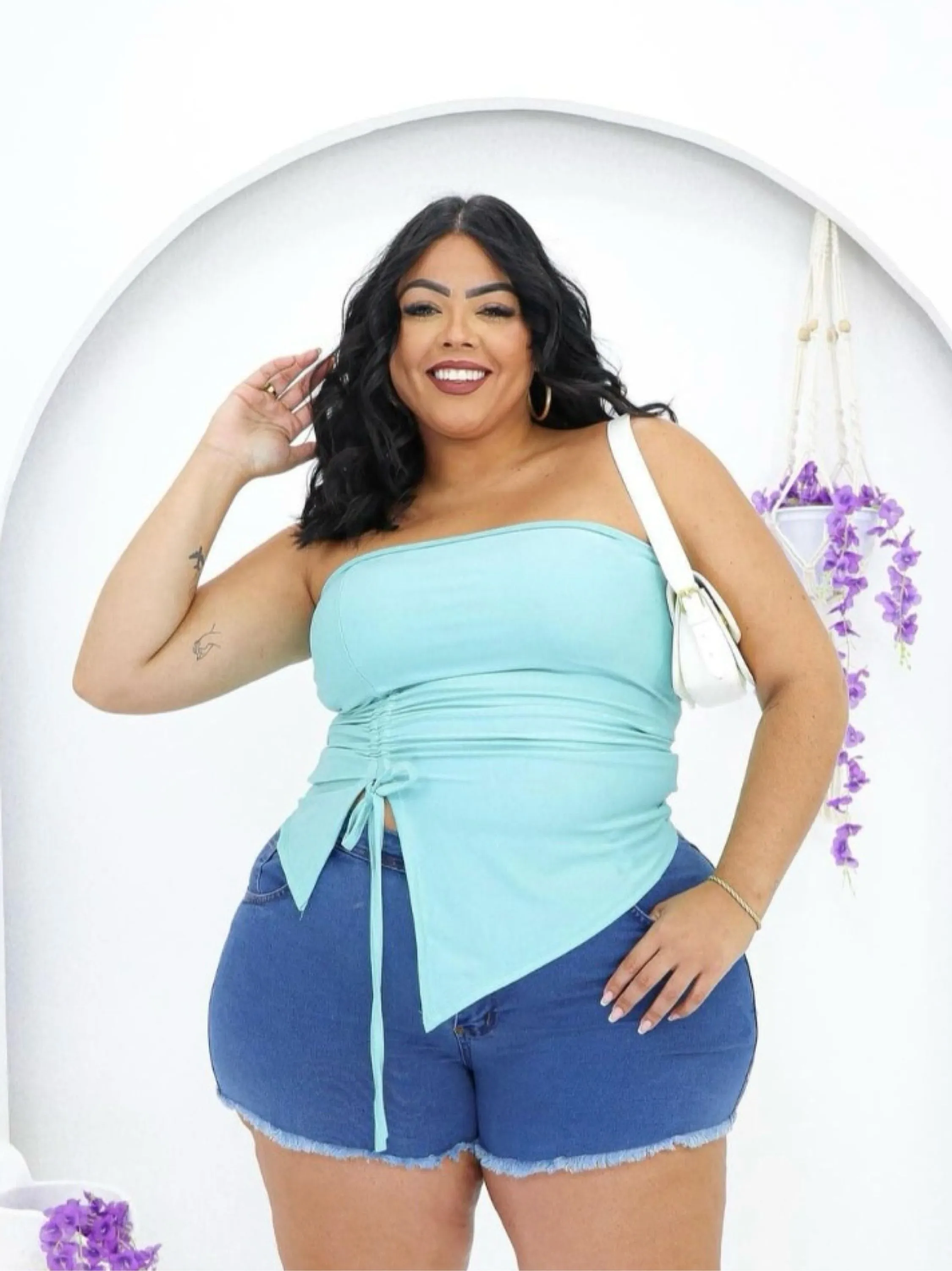 Cropped tomara que caia Luna Plus Size