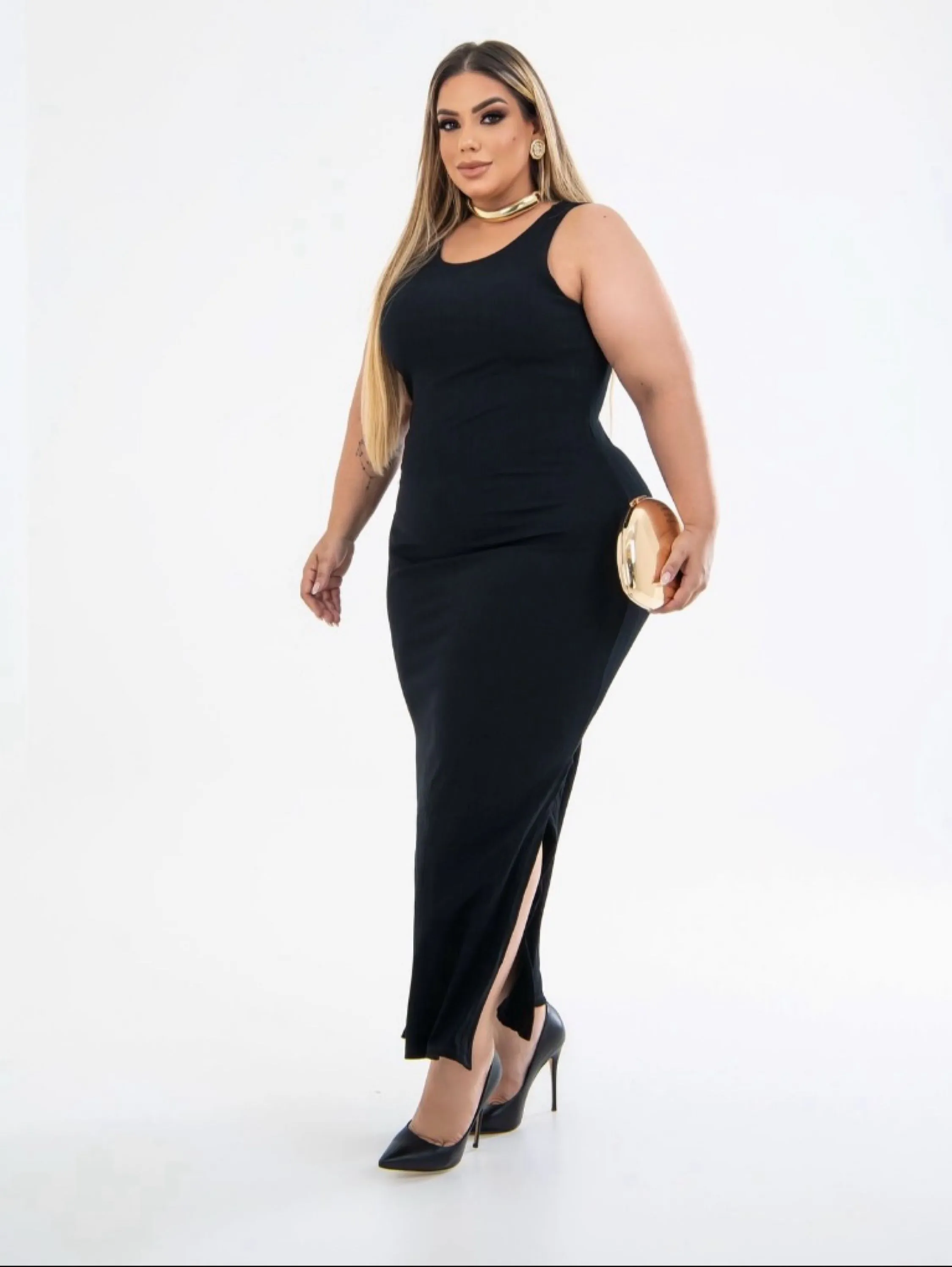 Vestido Josy fenda Plus Size