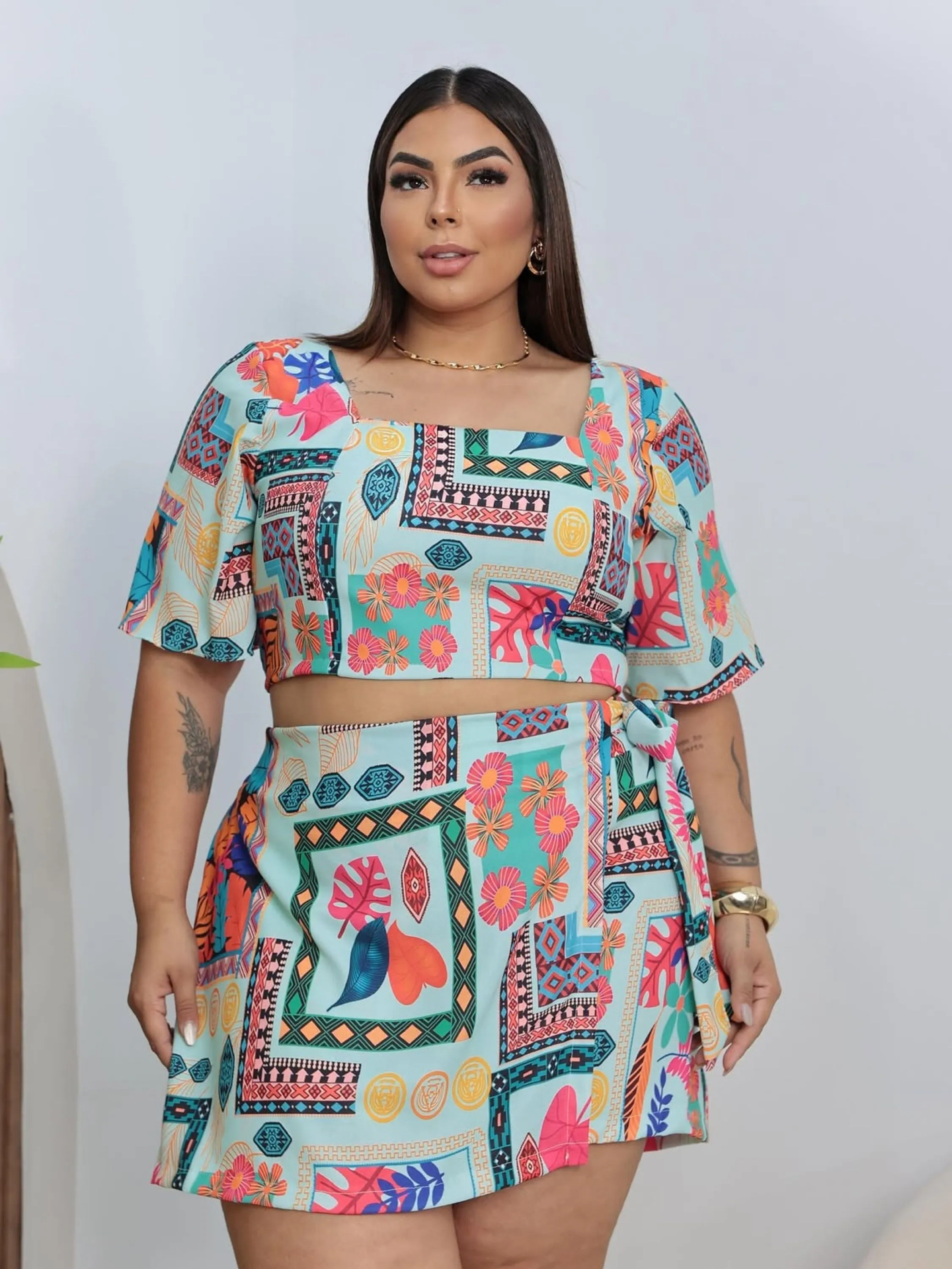 Conjunto Laís estampado Plus Size