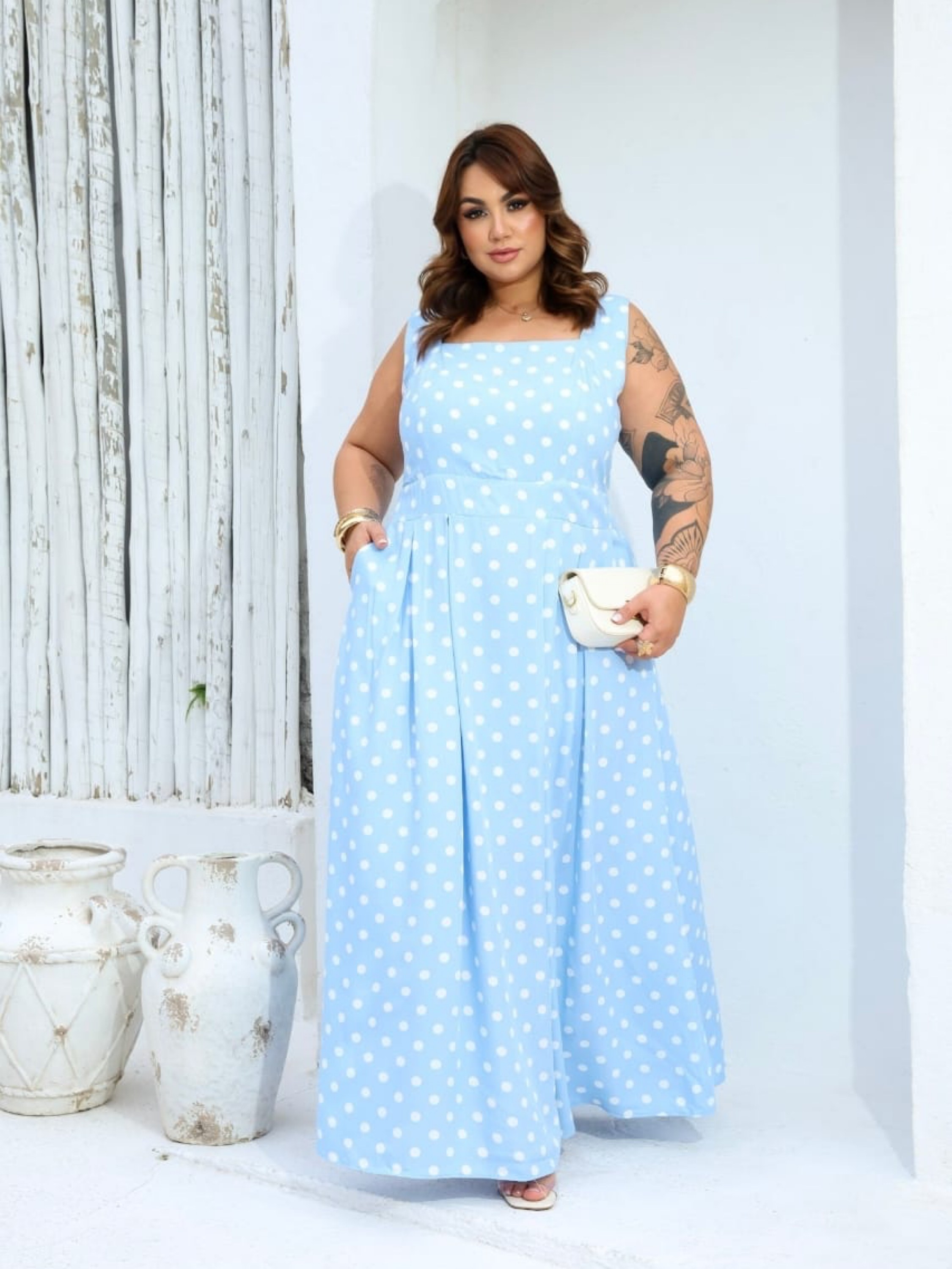Vestido Magali Poá Plus Size