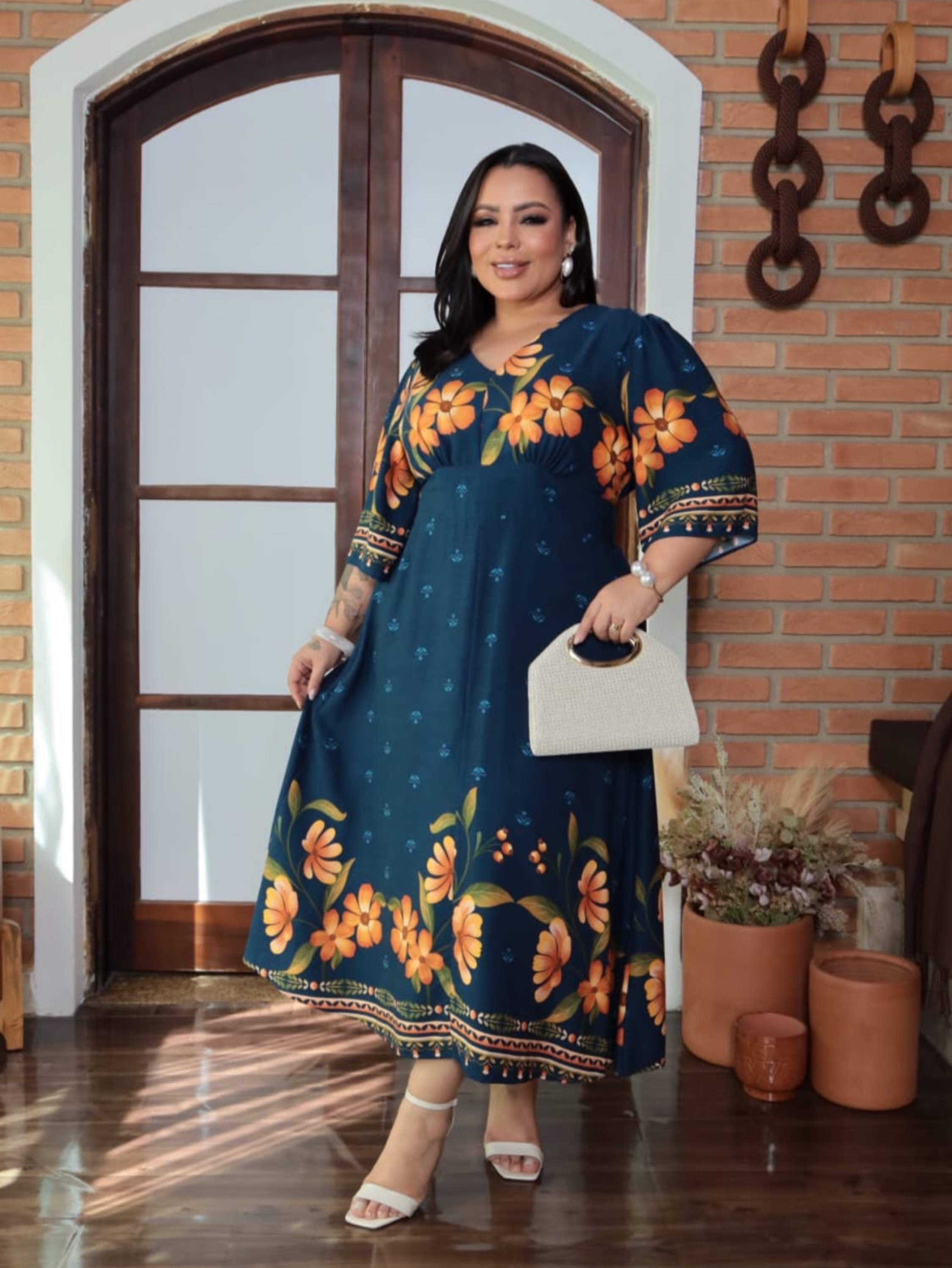 Vestido manguinha Violeta Plus Size