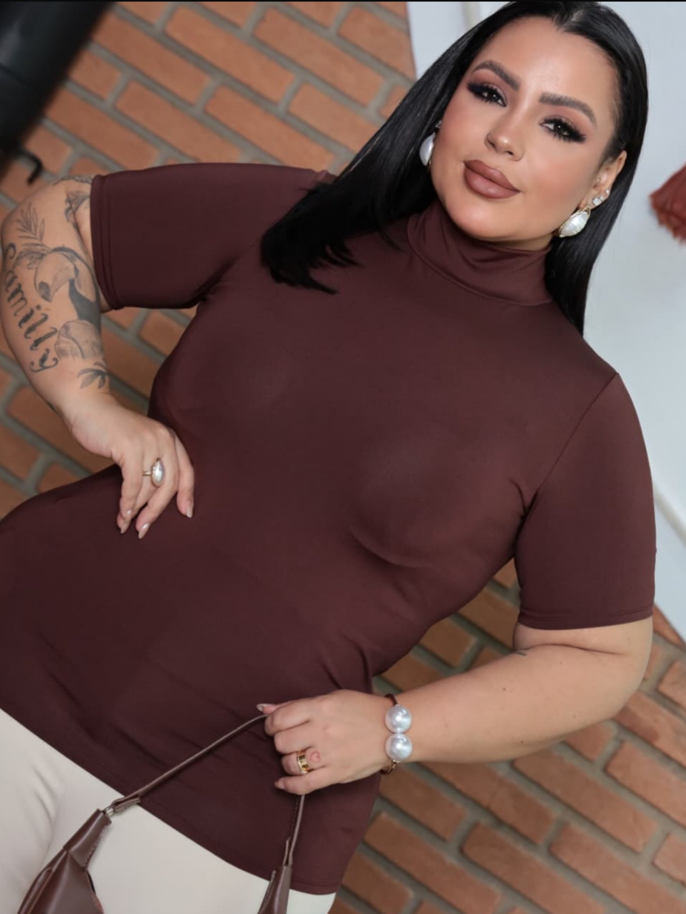 Blusa gola alta suplex Plus Size