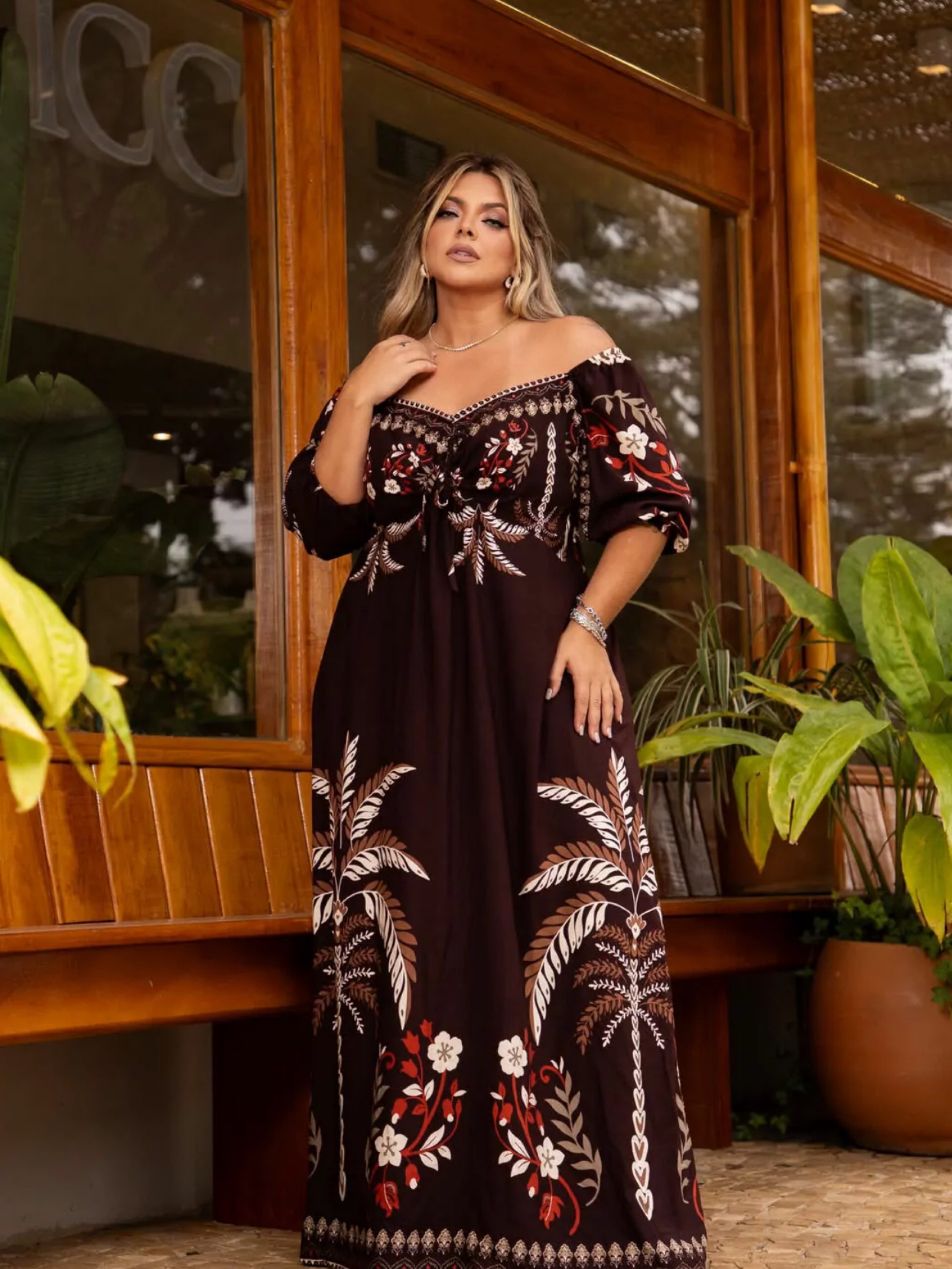 Vestido longo Sofia farm Plus Size