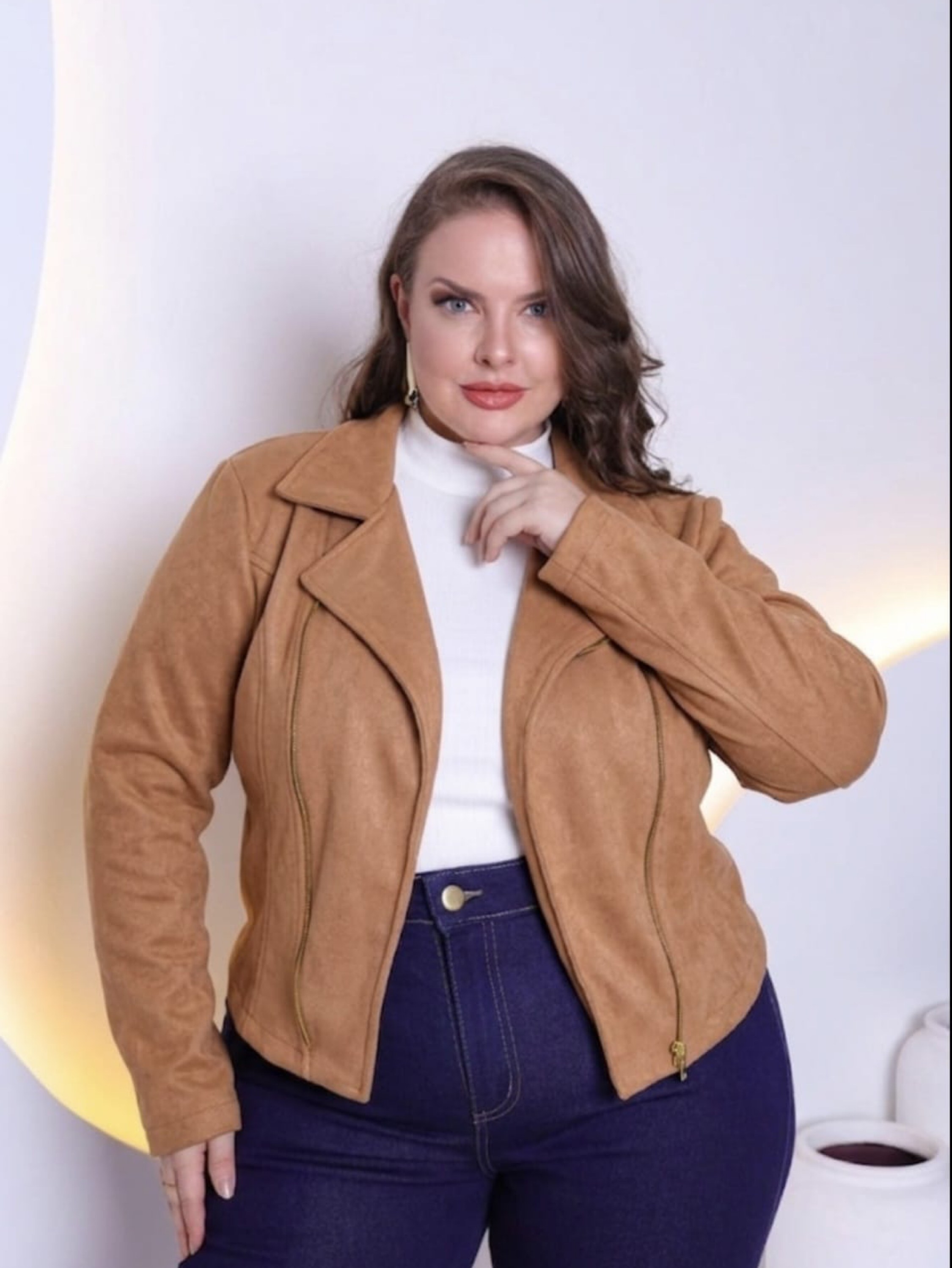 Jaqueta Suede Plus Size