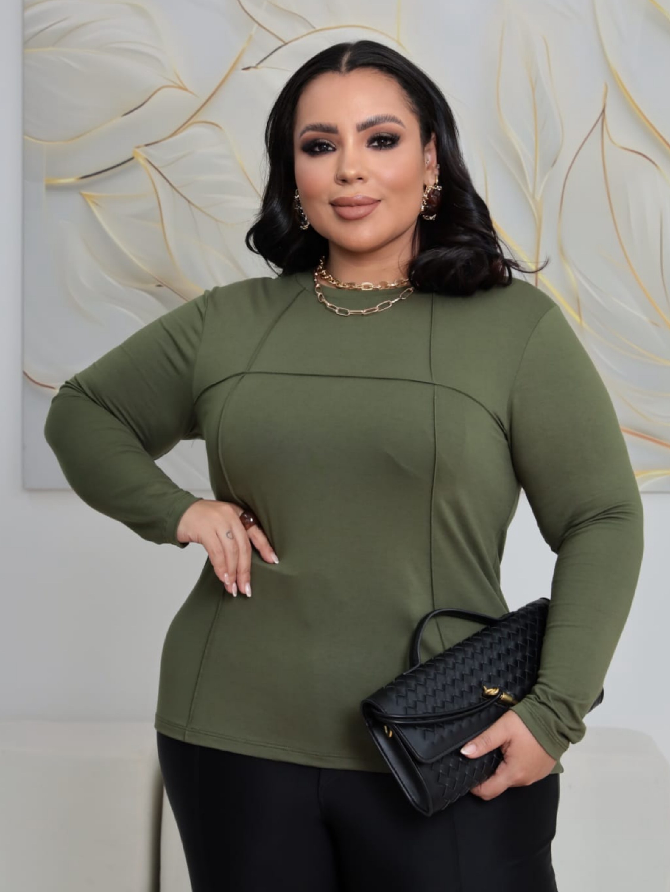 Blusa Paloma manga longa Plus Size