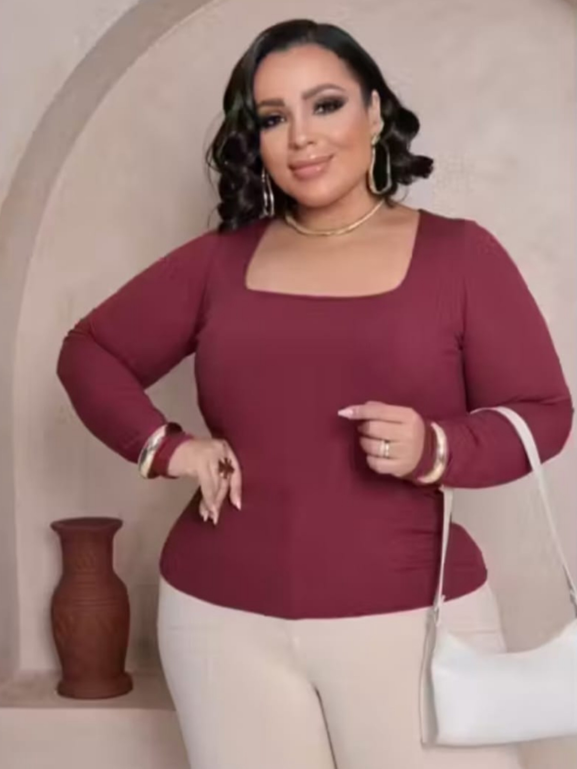 Blusa manga longa ribana Plus Size