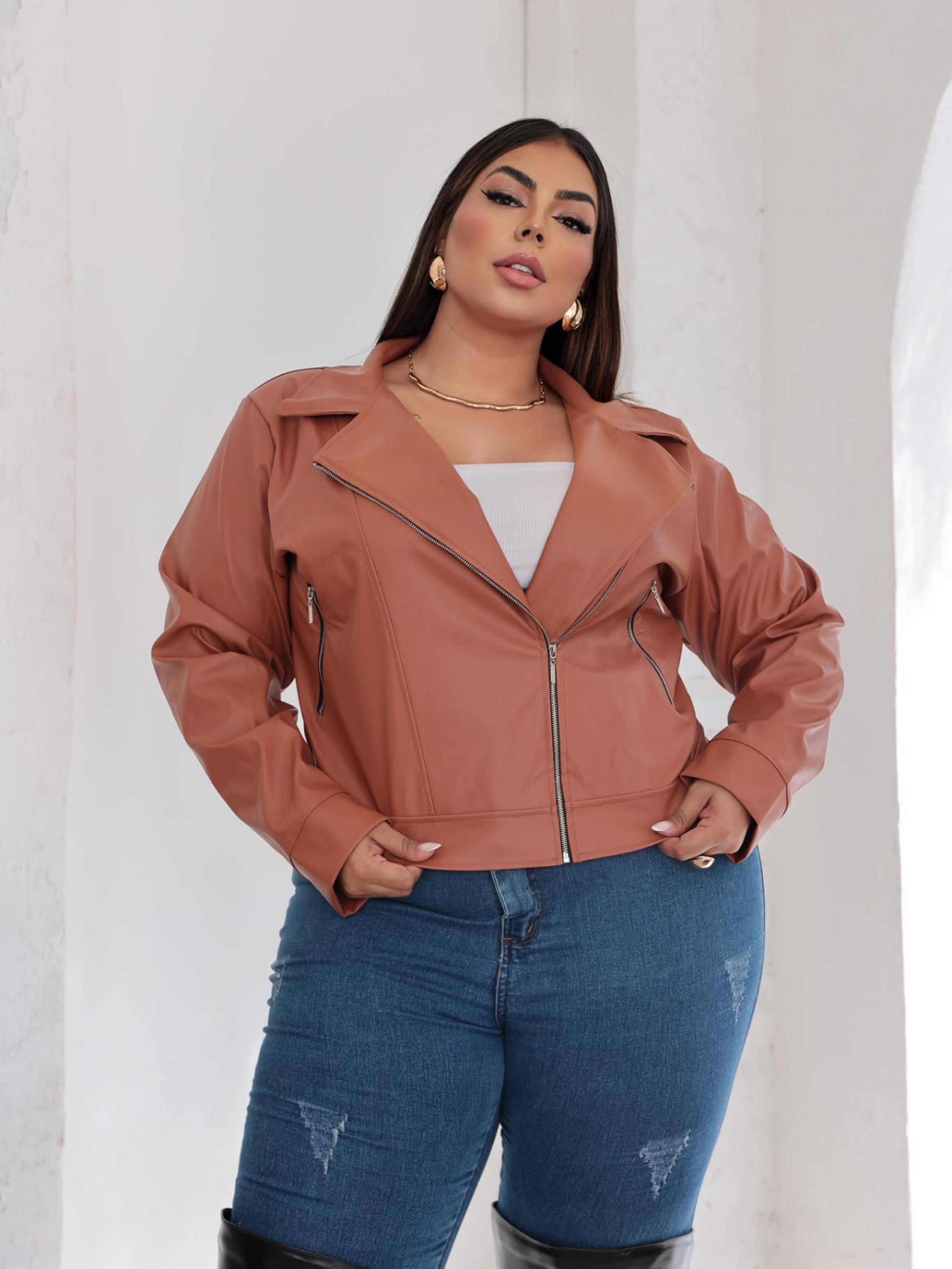 Jaqueta couro Plus Size