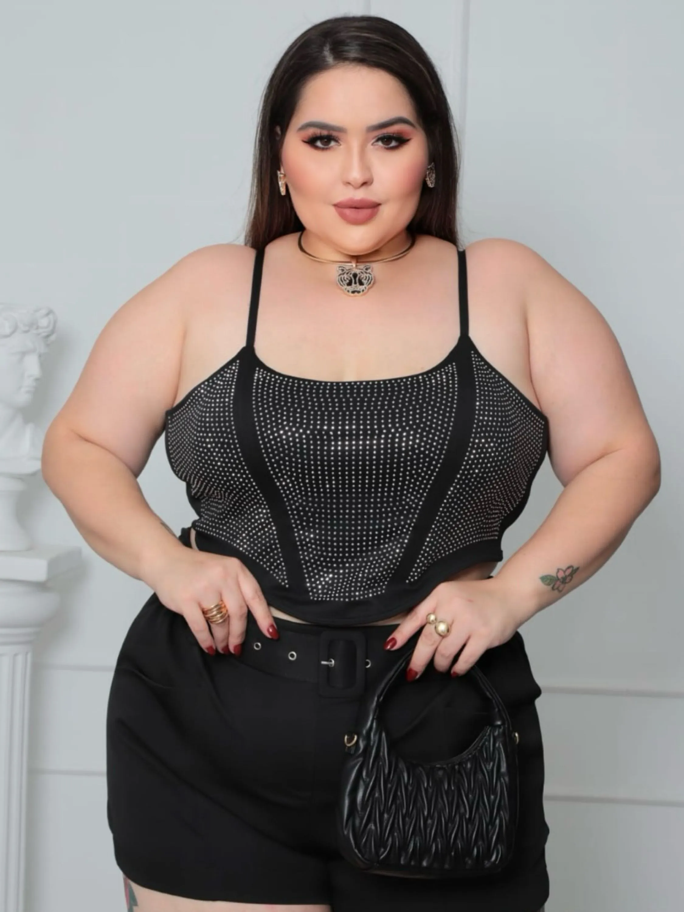 Corset alcinha strass Plus Size