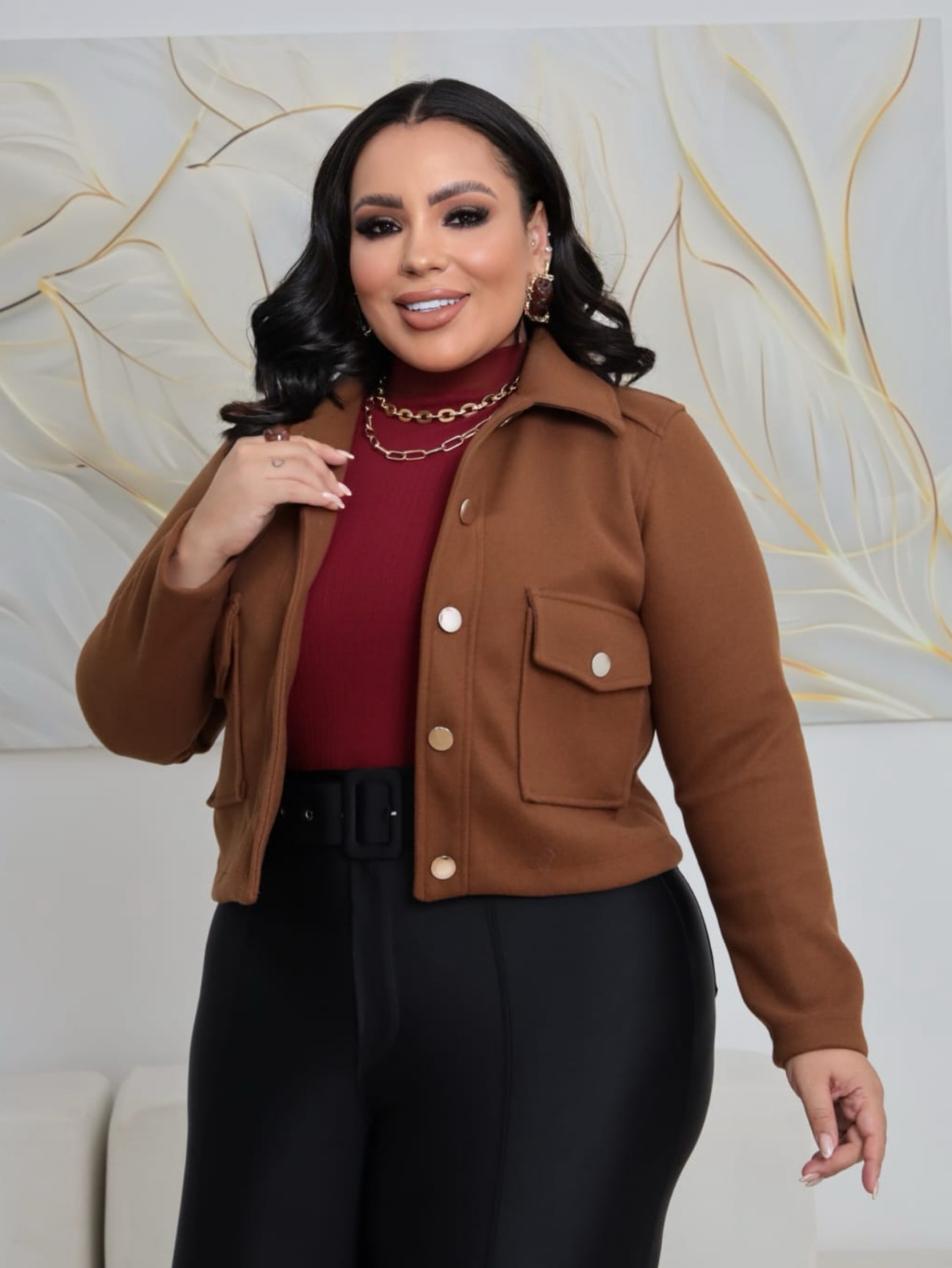 Casaco lã batida Plus Size