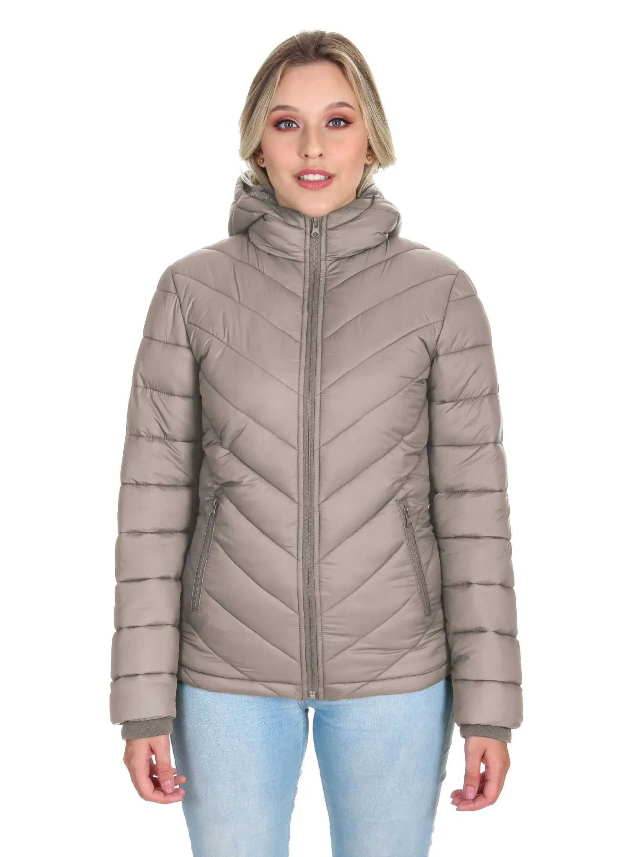 Jaqueta puffer feminina forrada