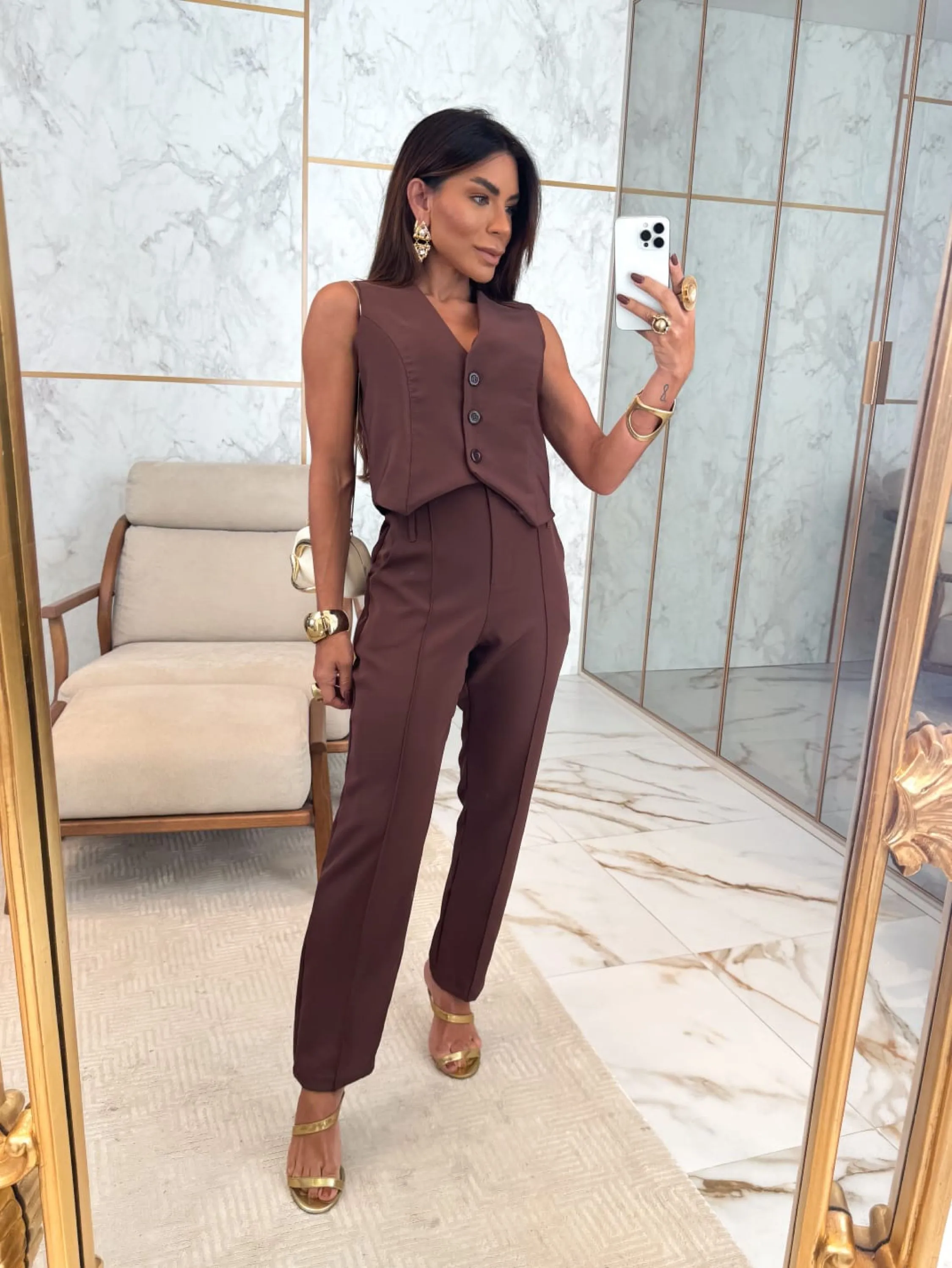 Conjunto Social colete + calça reta