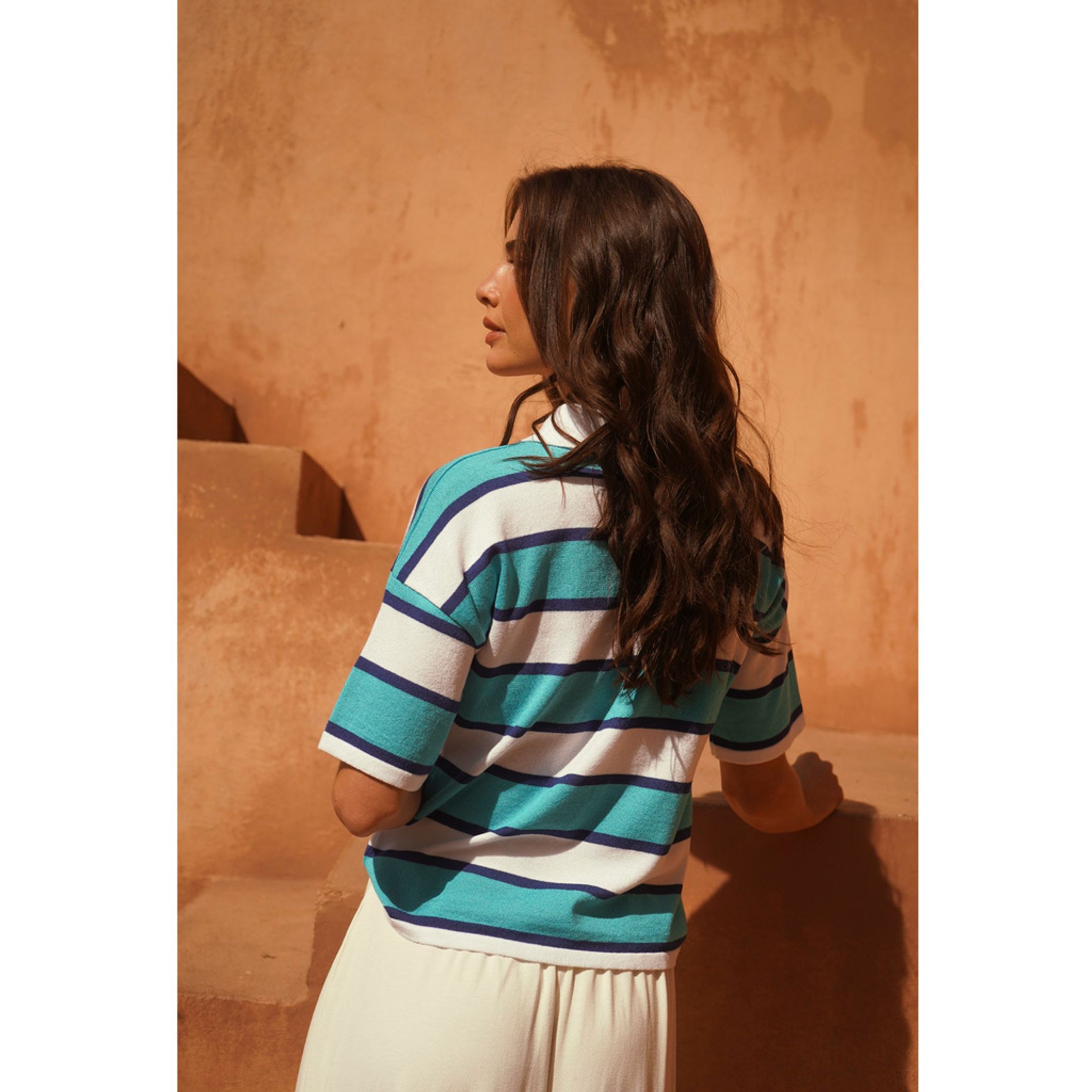 Blusa Tricot Polo Listras Charlene