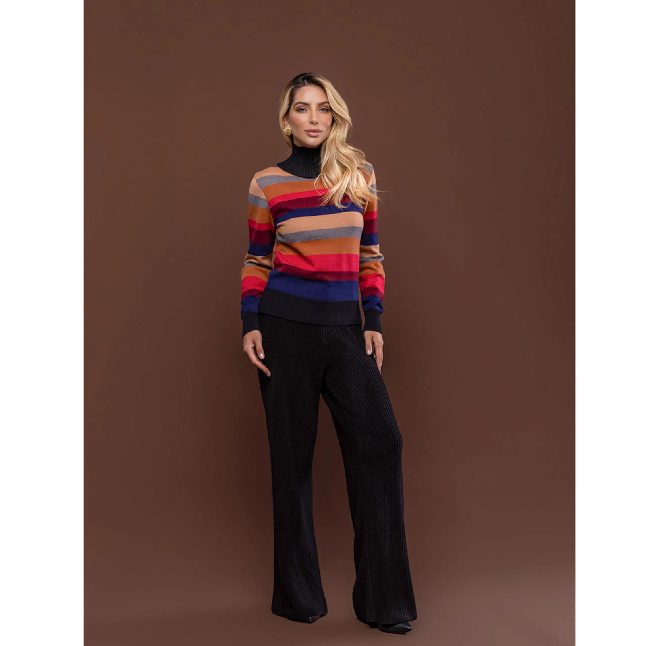 Blusa Tricot Gola Alta Maria Tereza