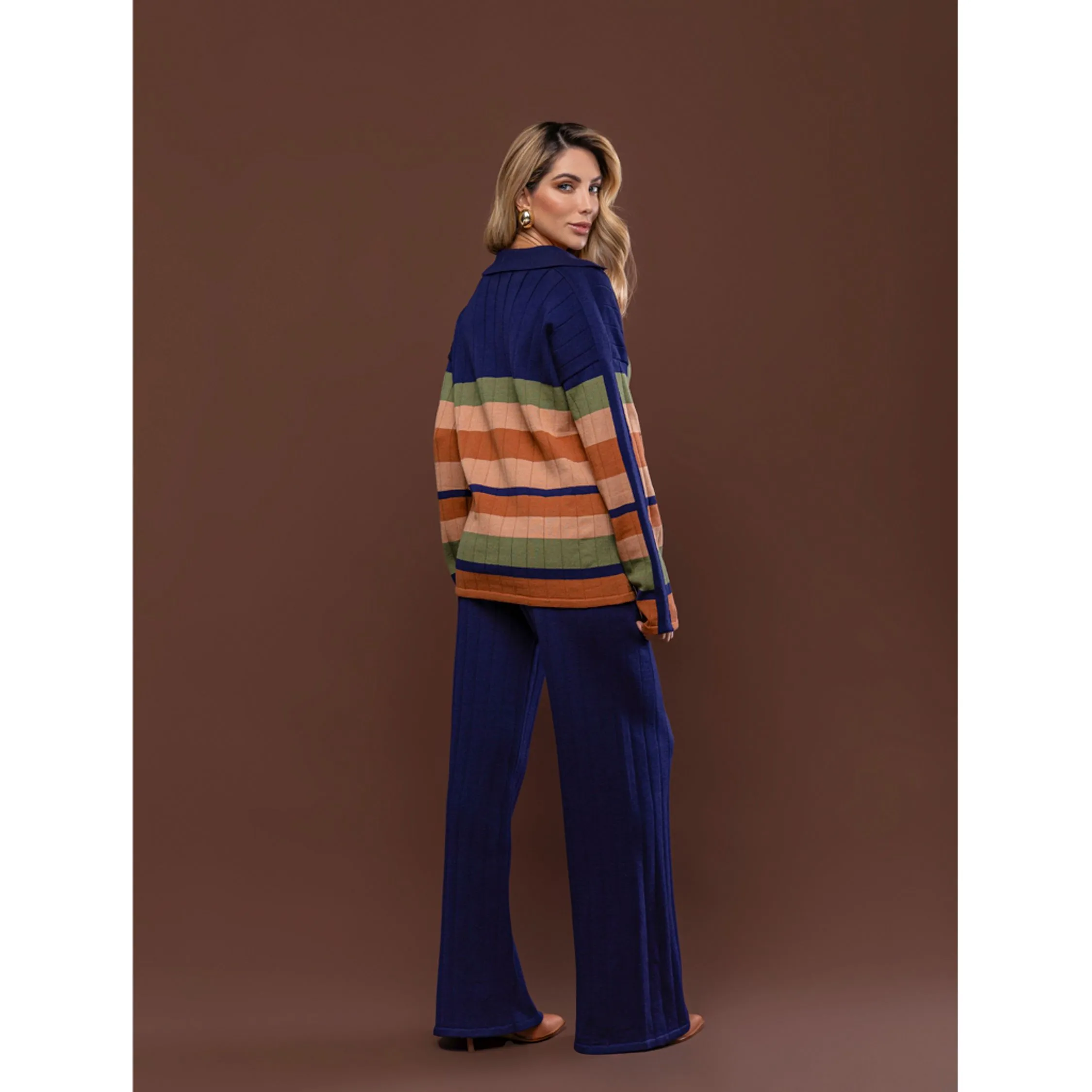 Conjunto Tricot Gola Polo Maria Gabriella