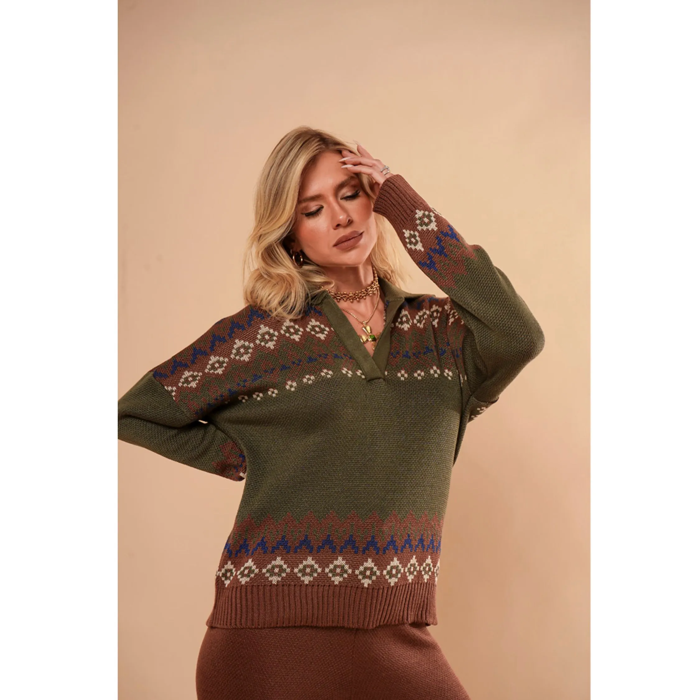 Conjunto Tricot Jacquard Ana Carolina