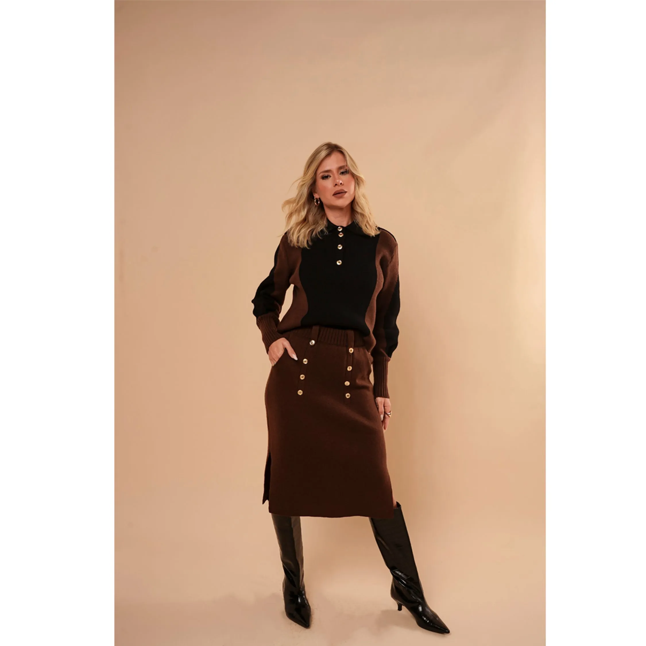 Conjunto Tricot Botões Marcela
