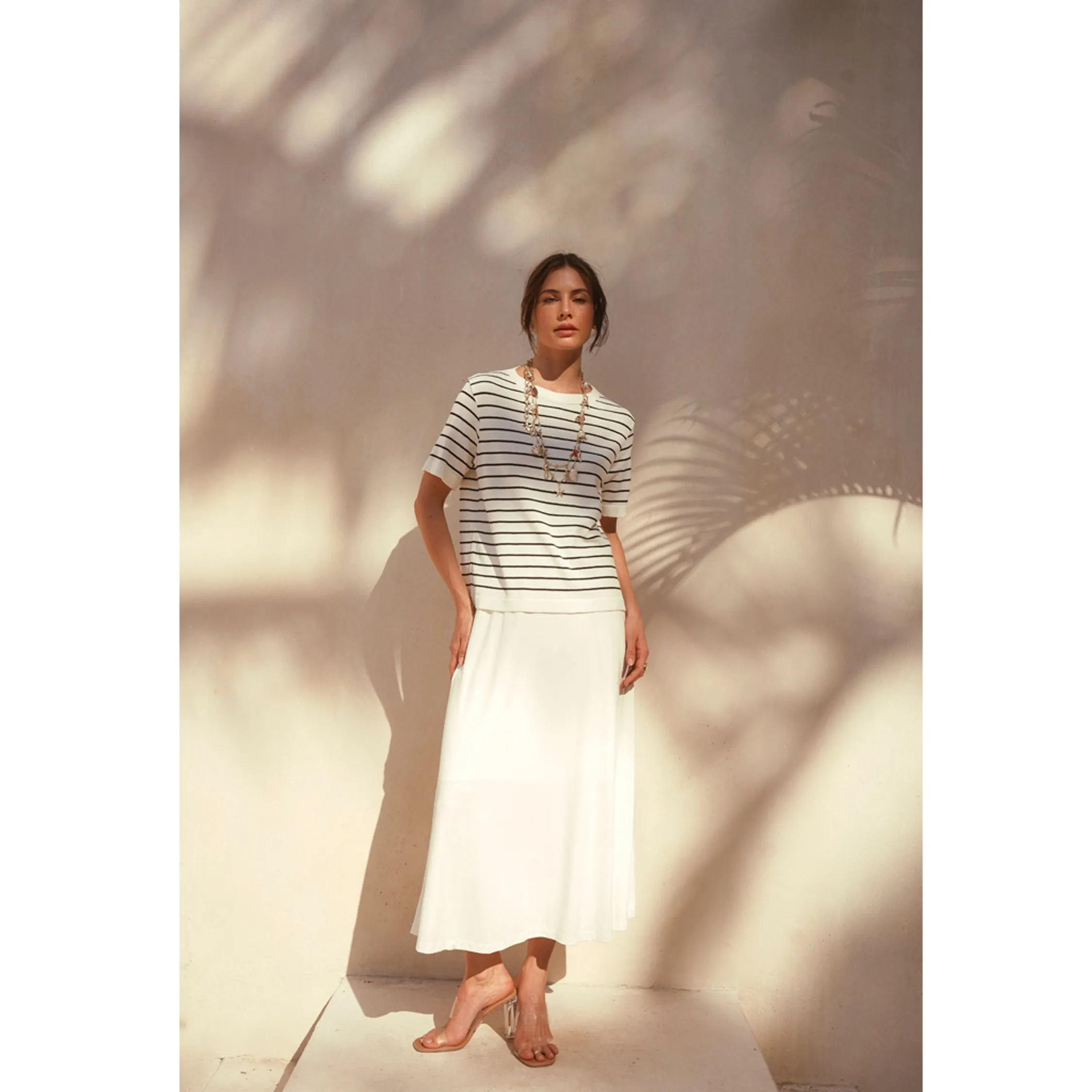 Blusa Tricot Manga Curta Listrada