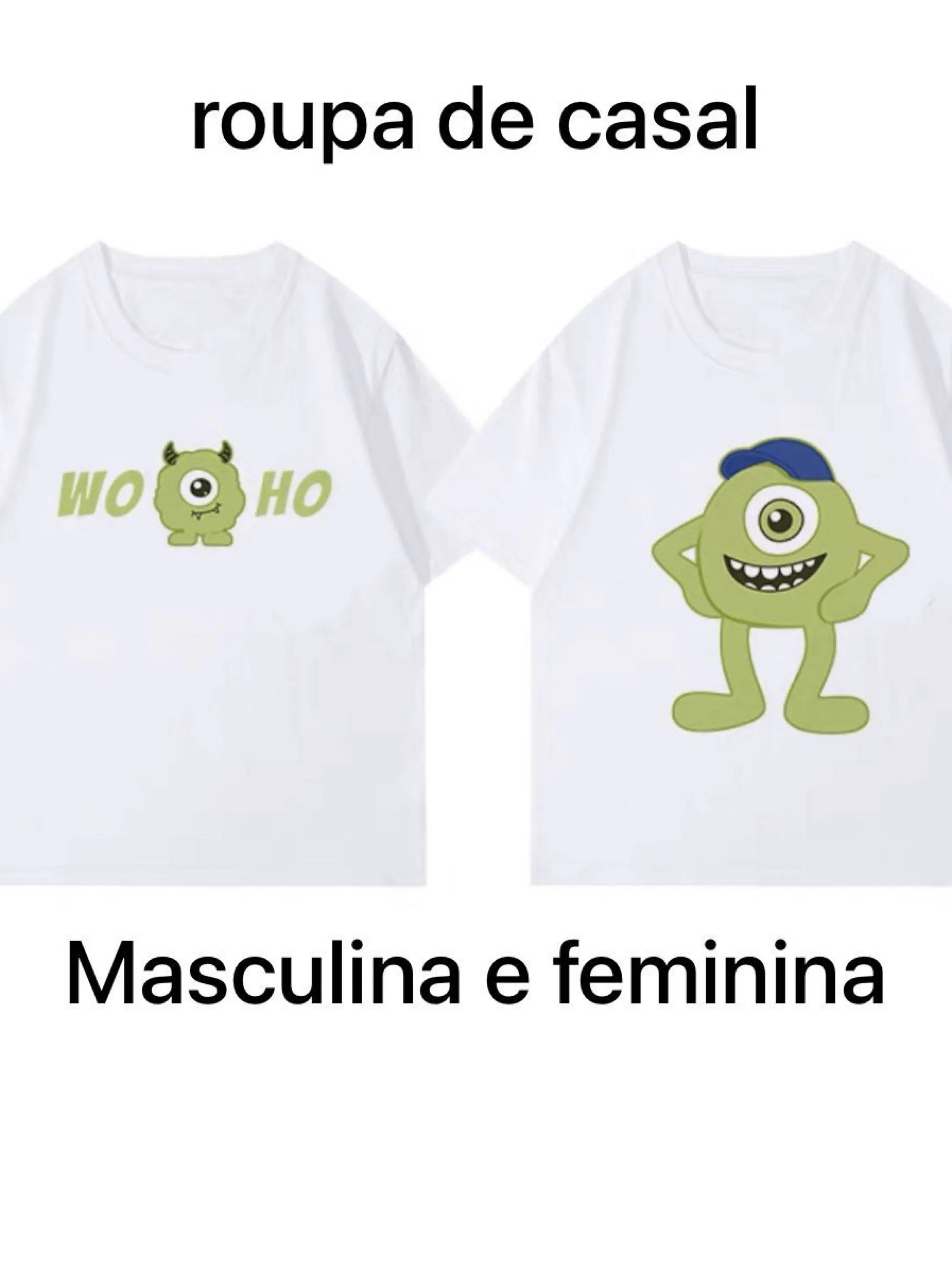 Kit2 camiseta de casal unissex manga curta algodão