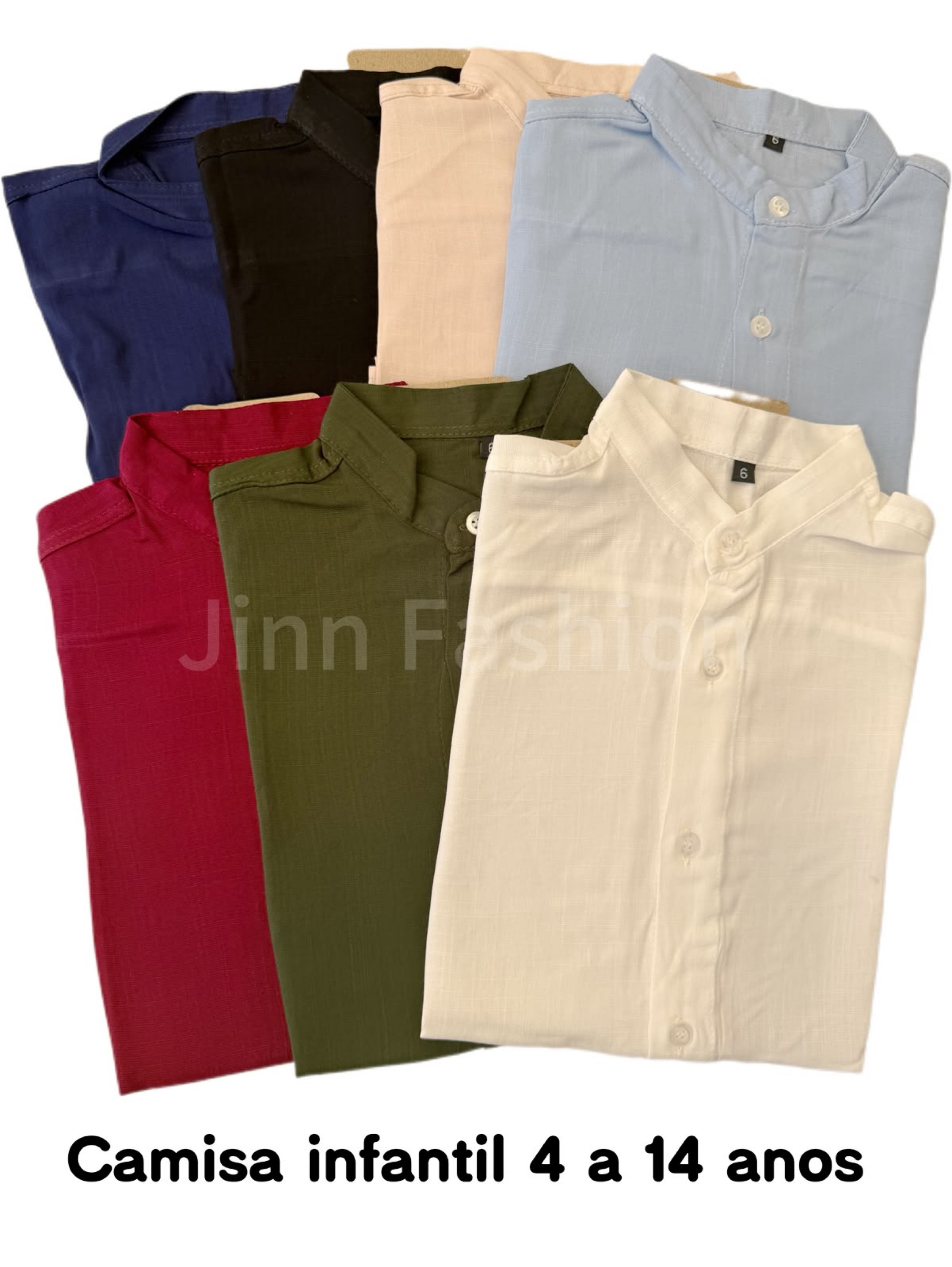 Camisa infantil gola padre Viscolinho manga curta