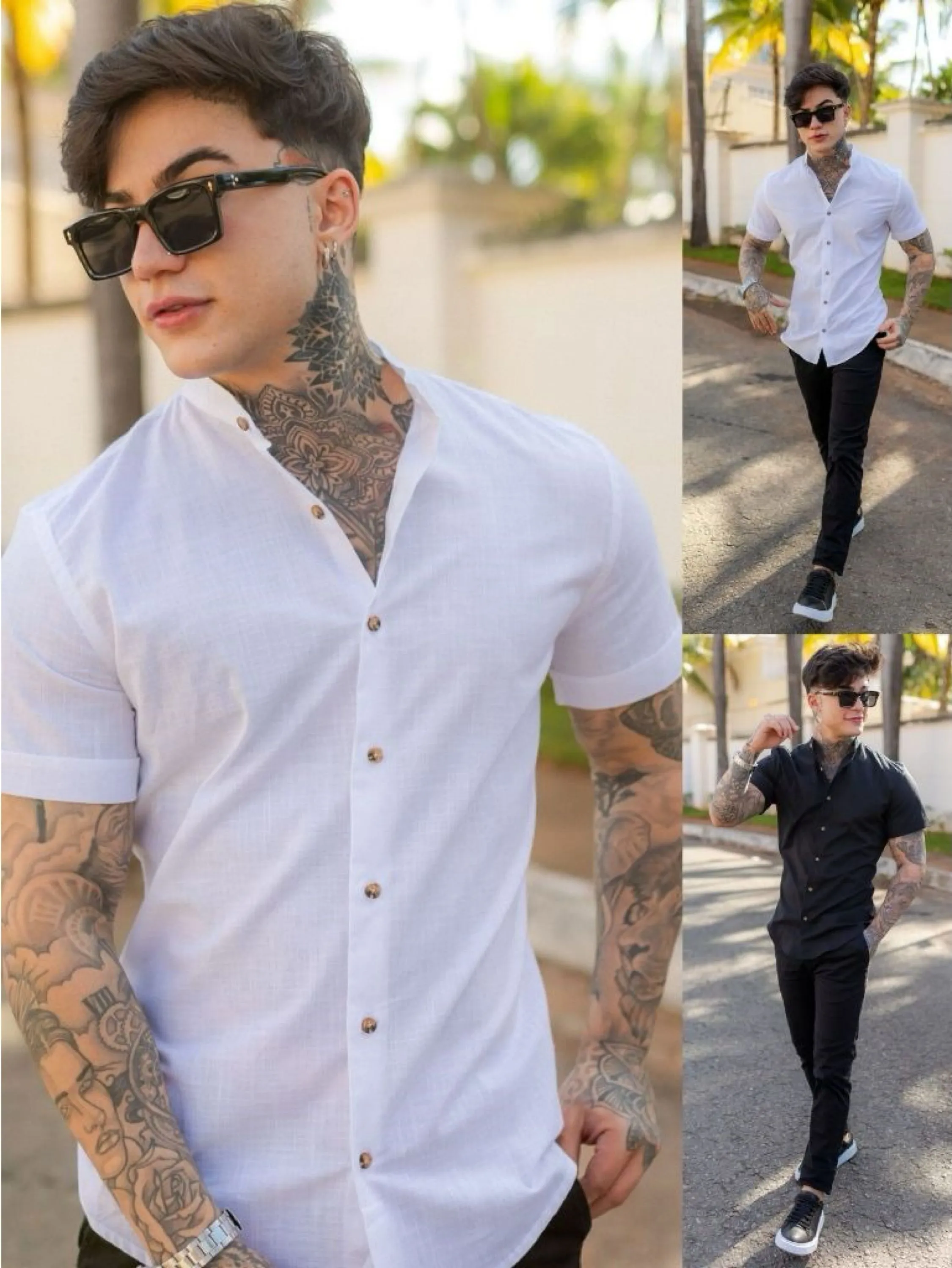 Camisa Gola Padre Masculina Manga Curta