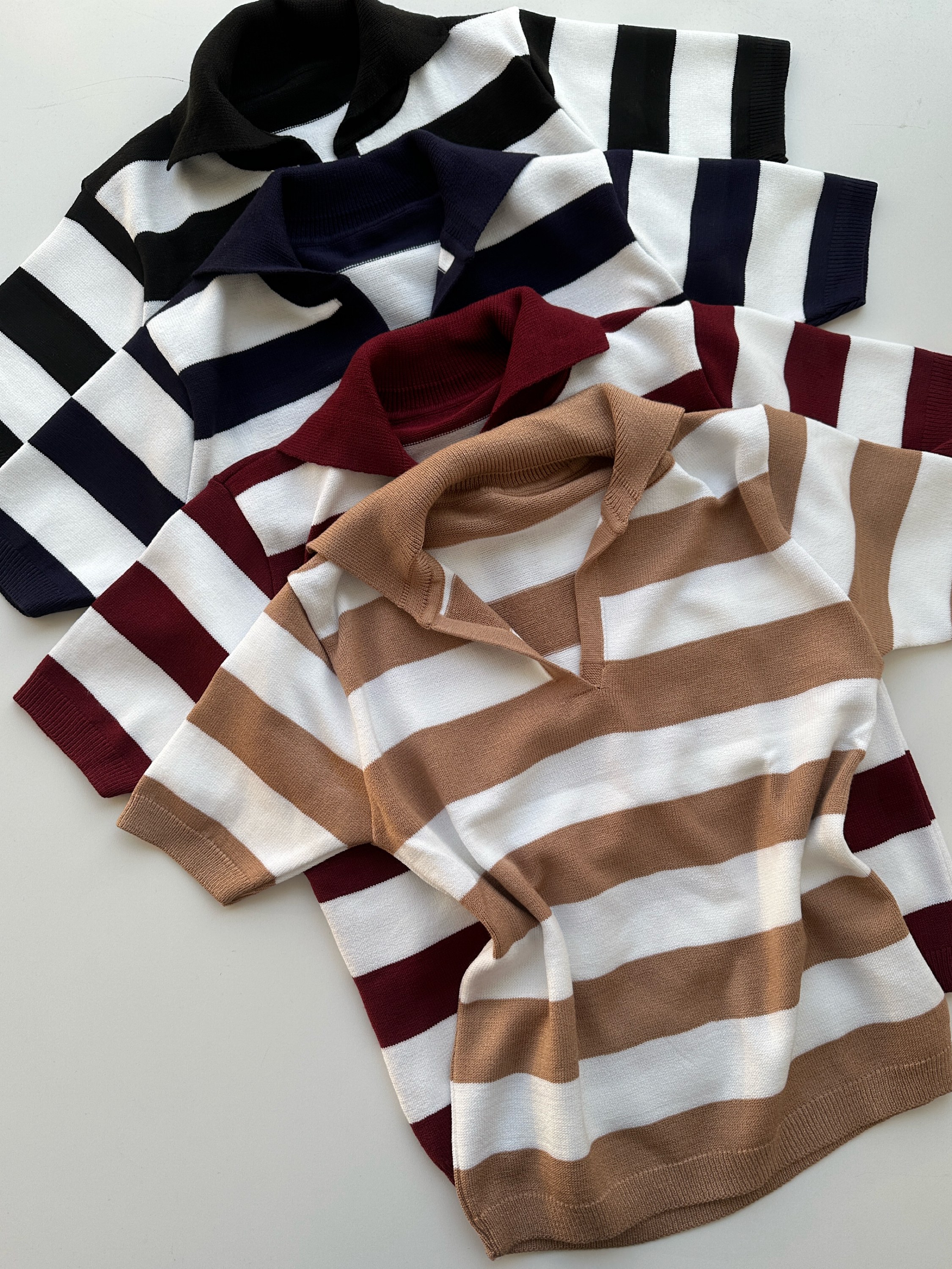 camisa modal polo listrado