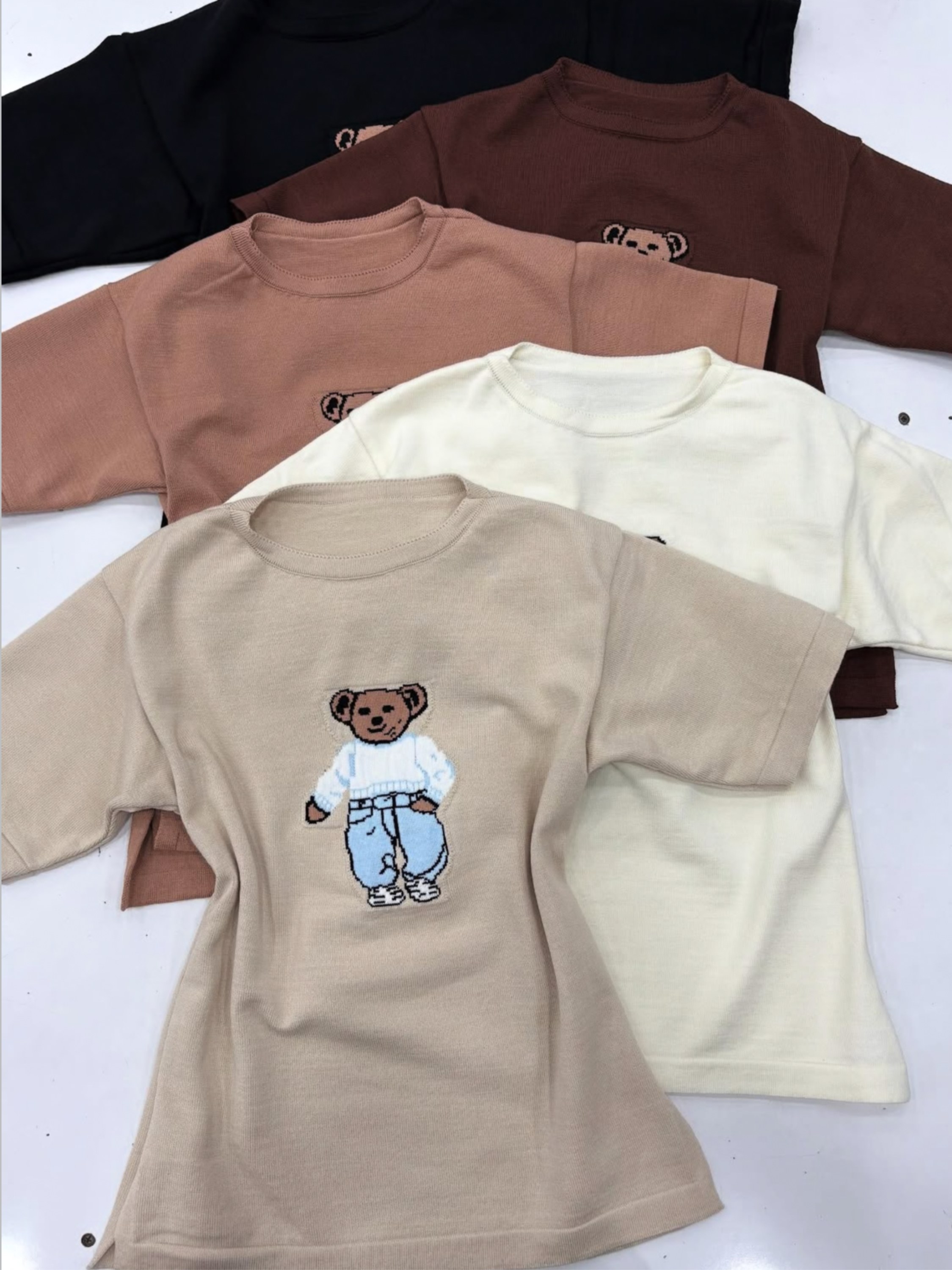 manga curta com estampa urso