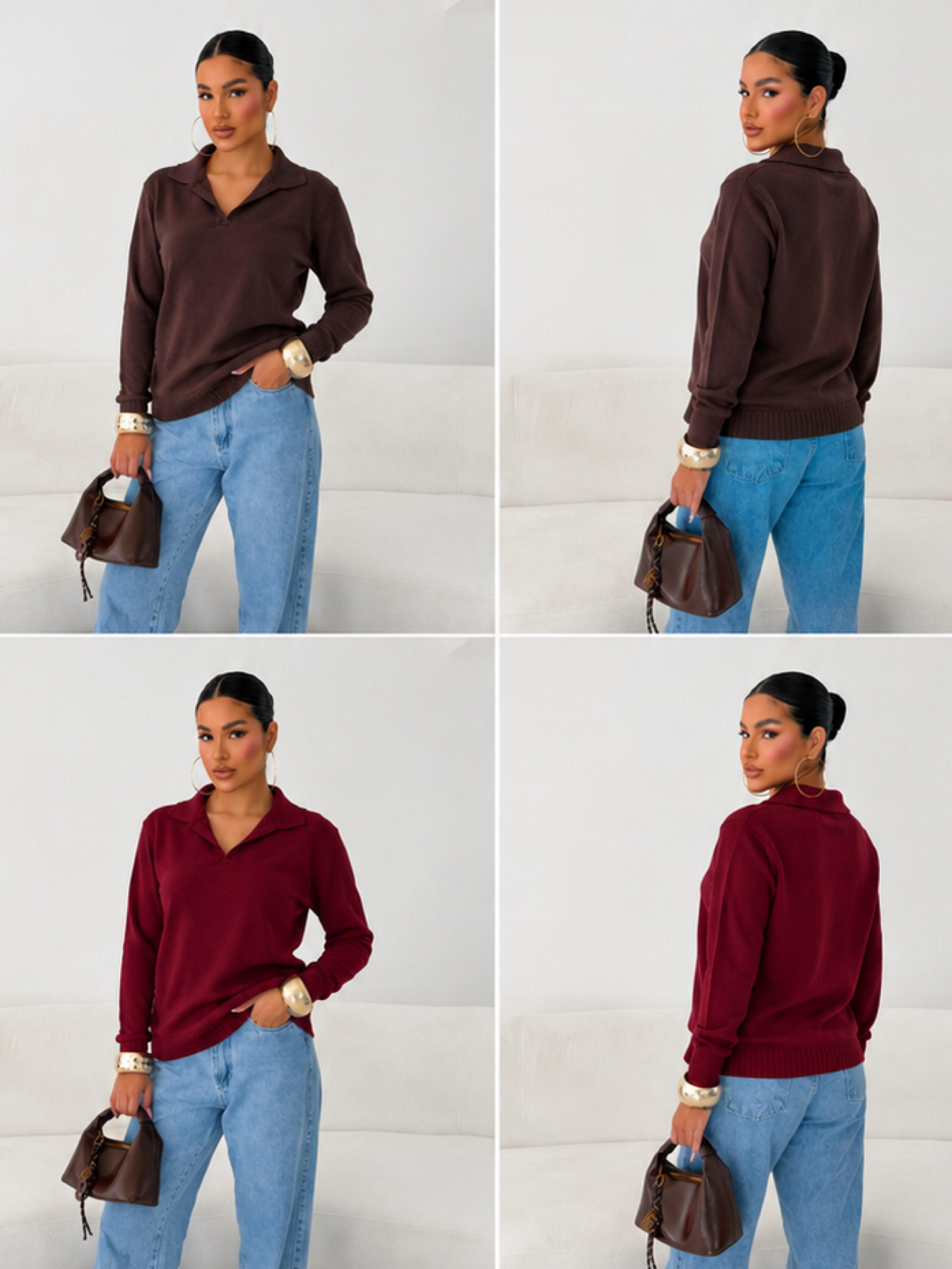 Polo manga longa liso