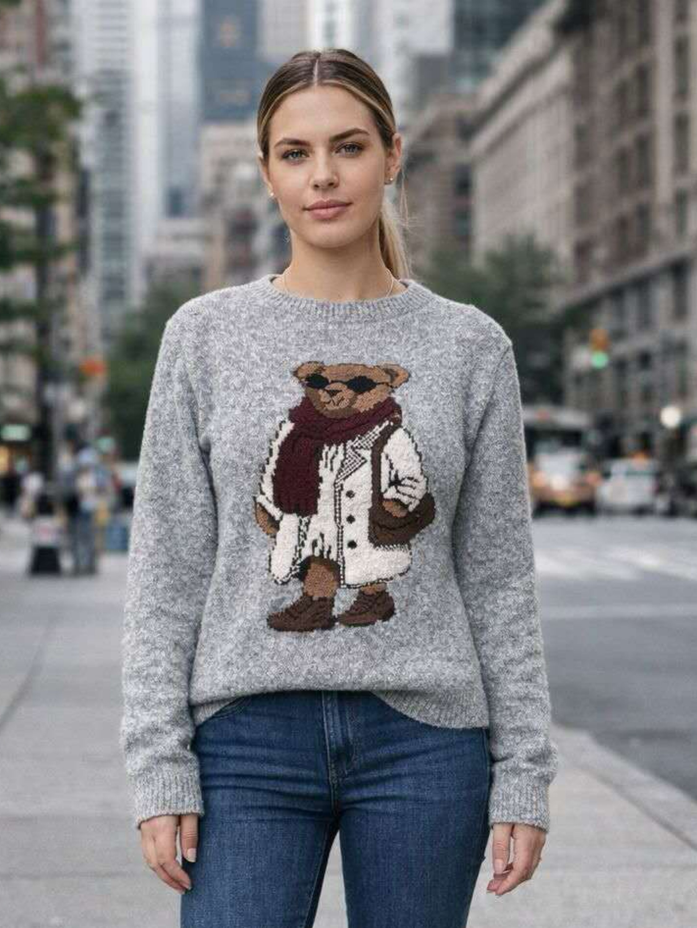 Camurça manga longa urso