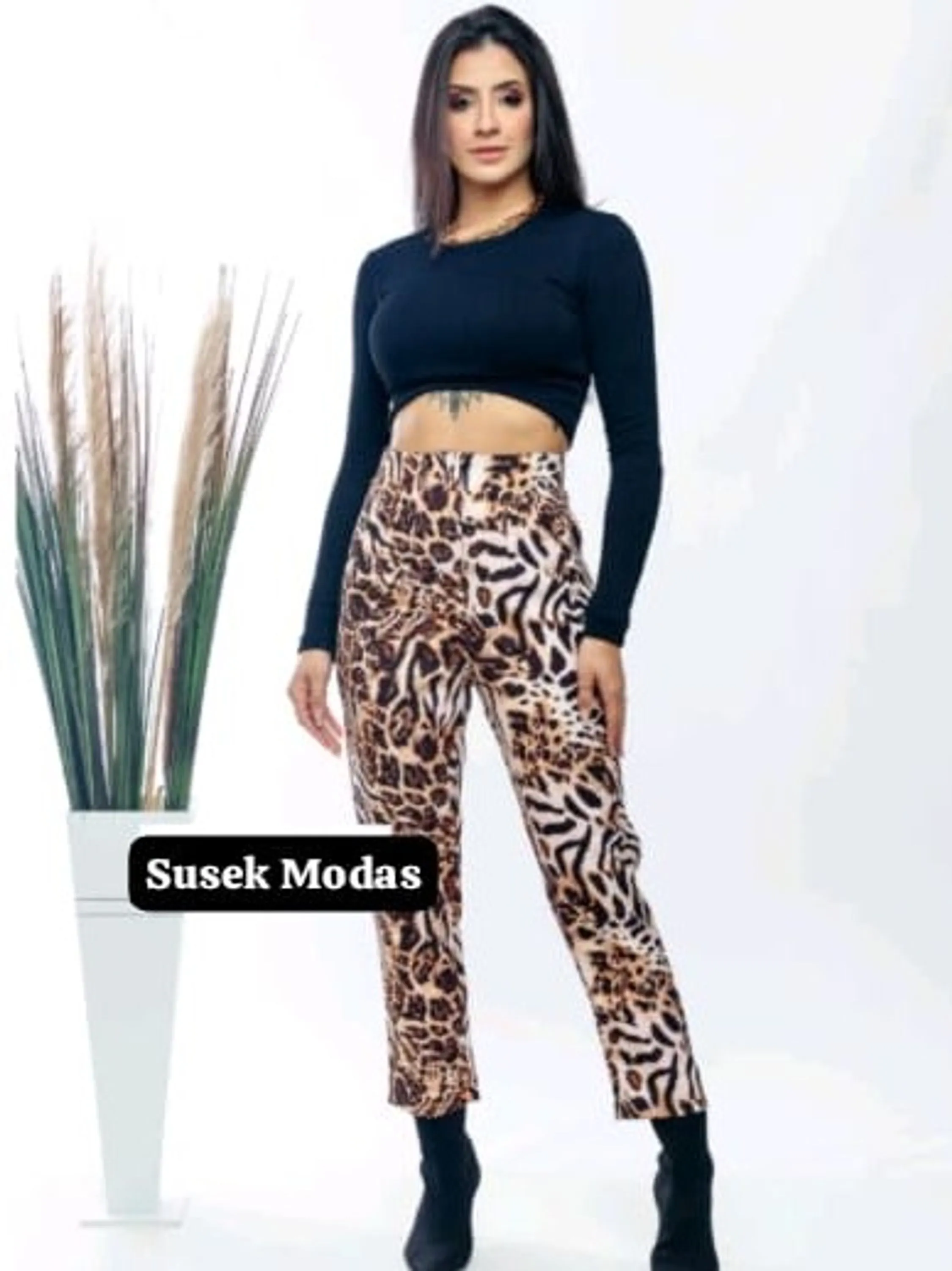 Calça alfaitaria animal Print A020
